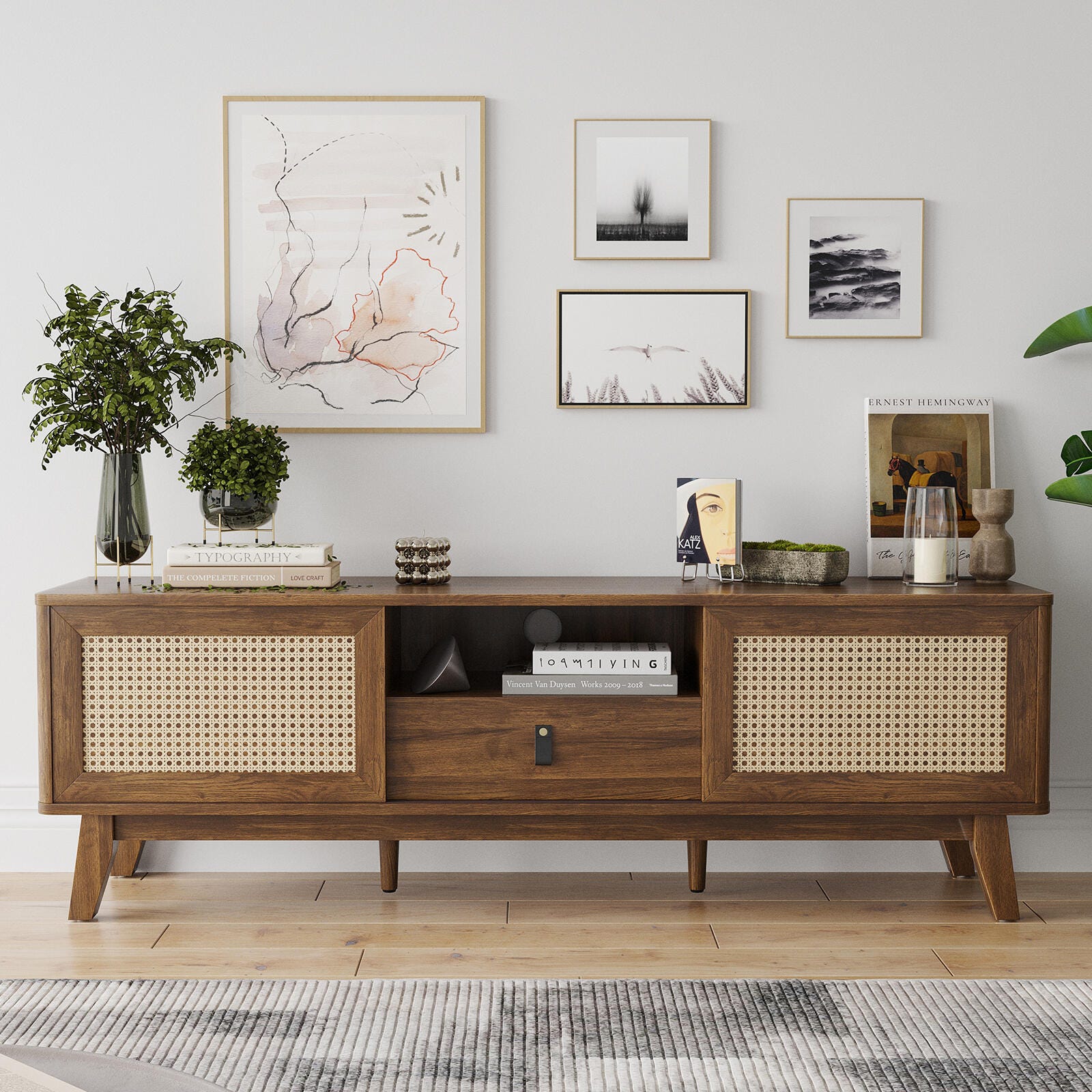 Dovelina Livoura 59" TV Stand, Walnut, large