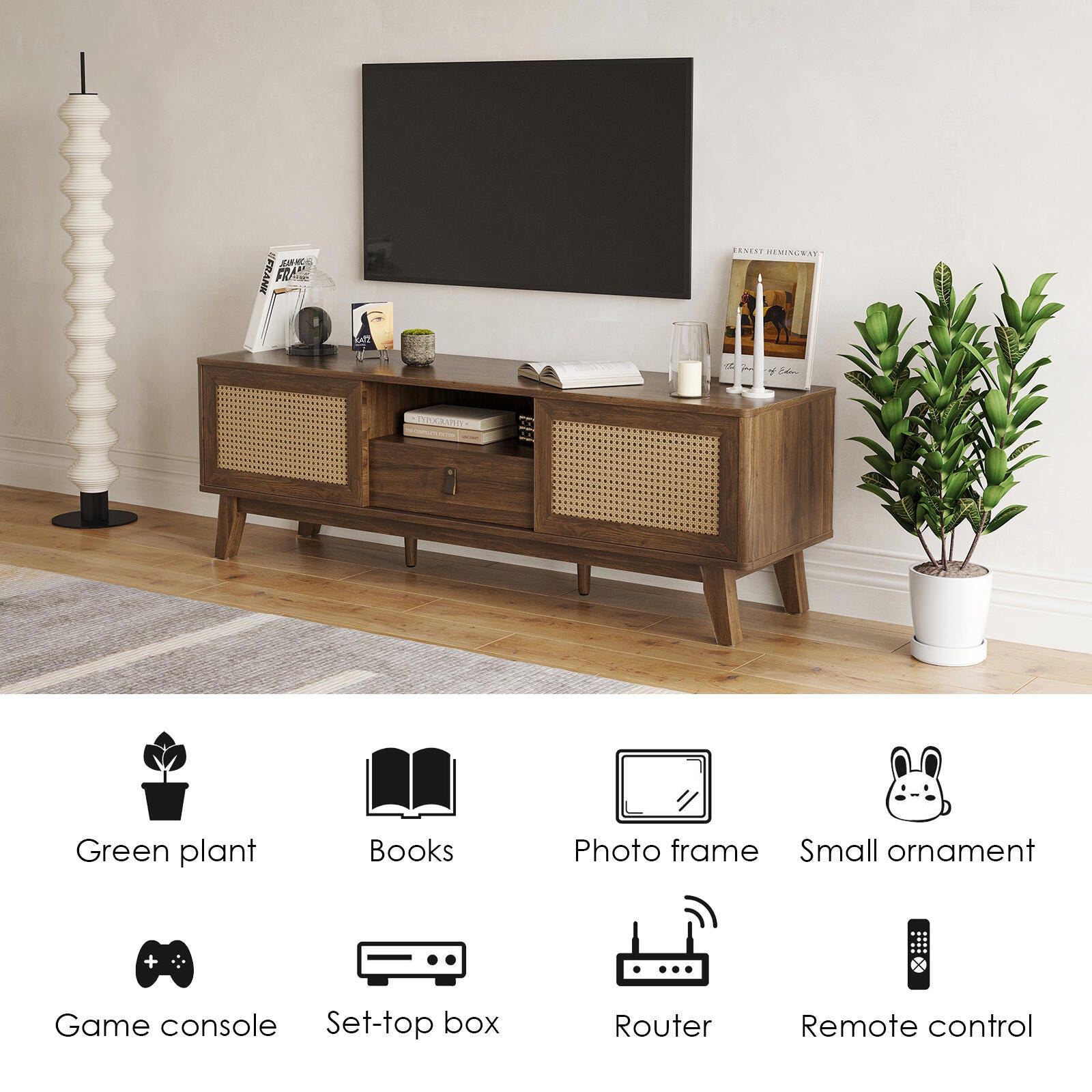 Dovelina Livoura 59" TV Stand, Walnut, large