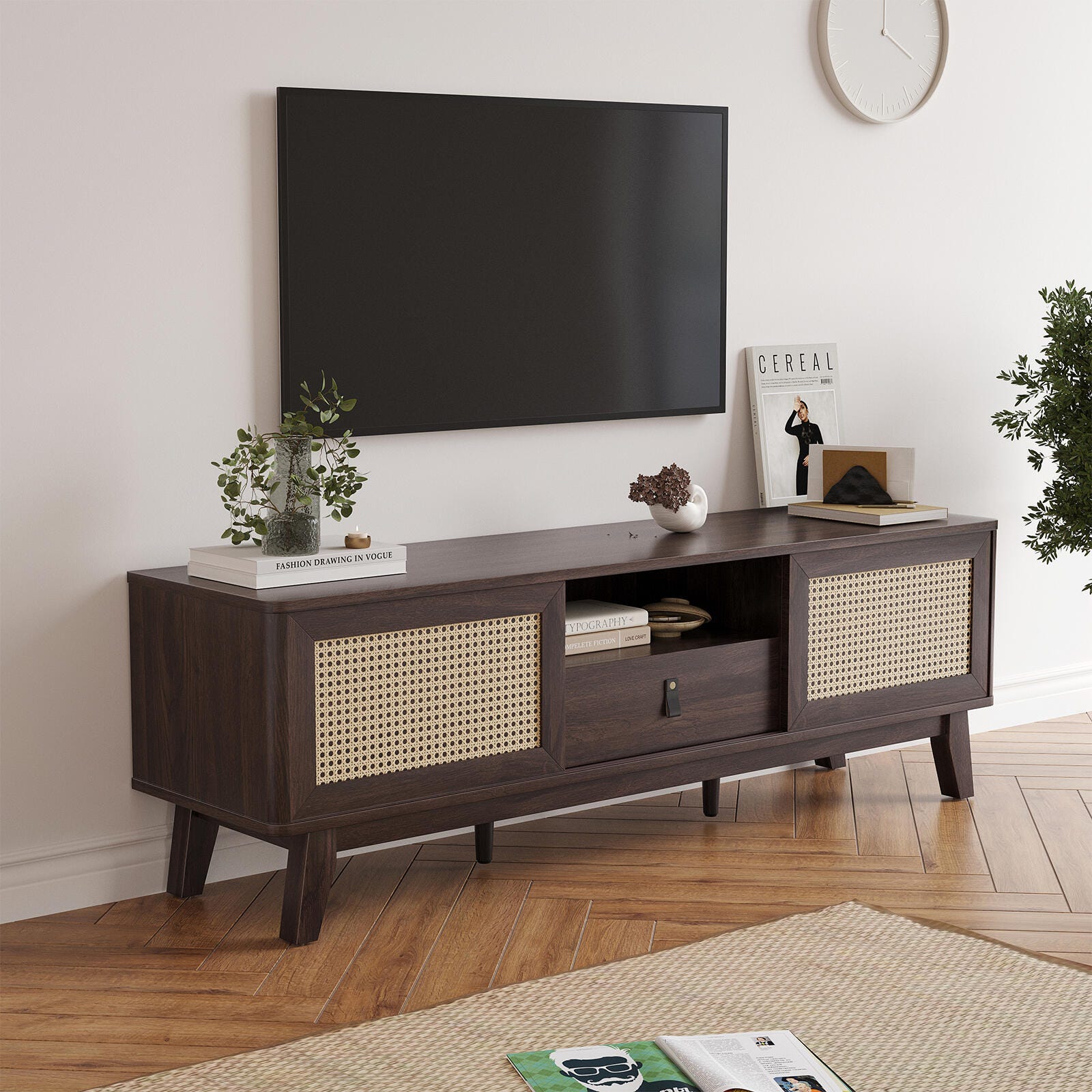 Dovelina Livoura 59" TV Stand, Brown, large
