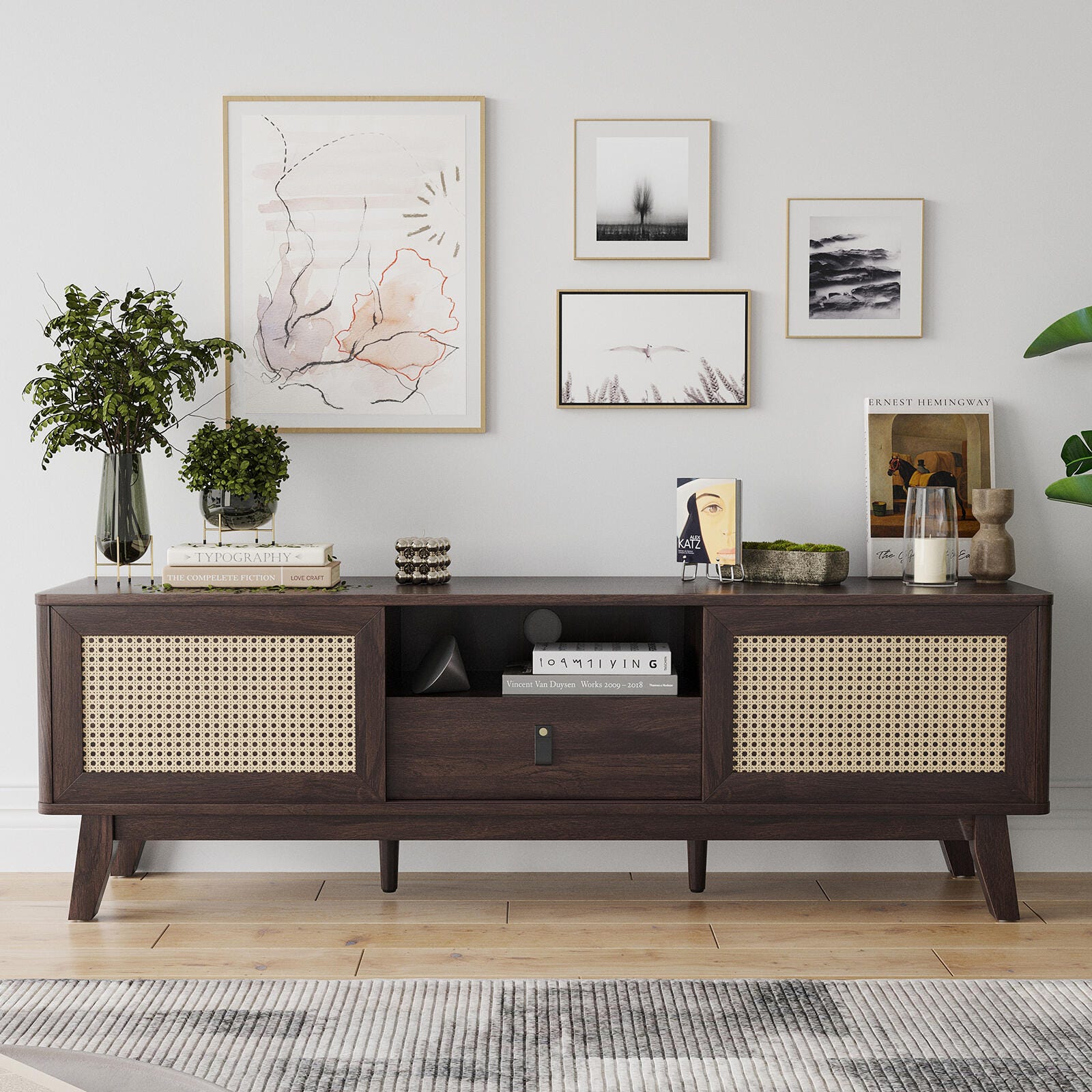 Dovelina Livoura 59" TV Stand, Brown, large