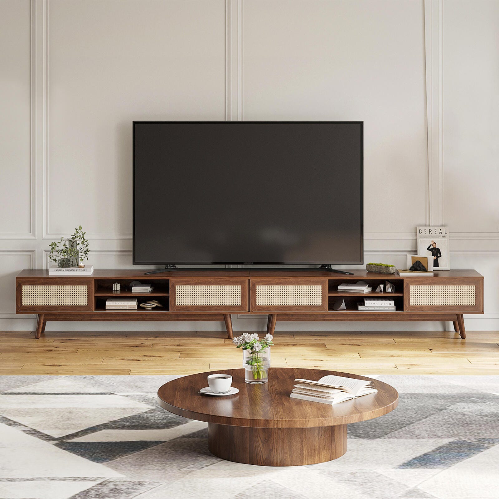 Dovelina Livoura 65" TV Stand, Dark Brown, large