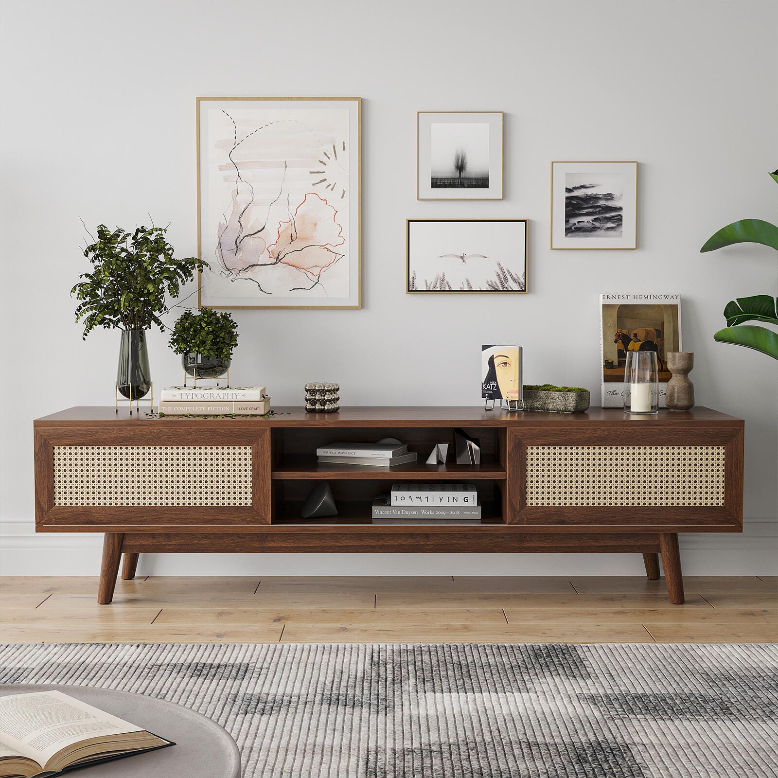 Dovelina Livoura 65" TV Stand, Dark Brown, large