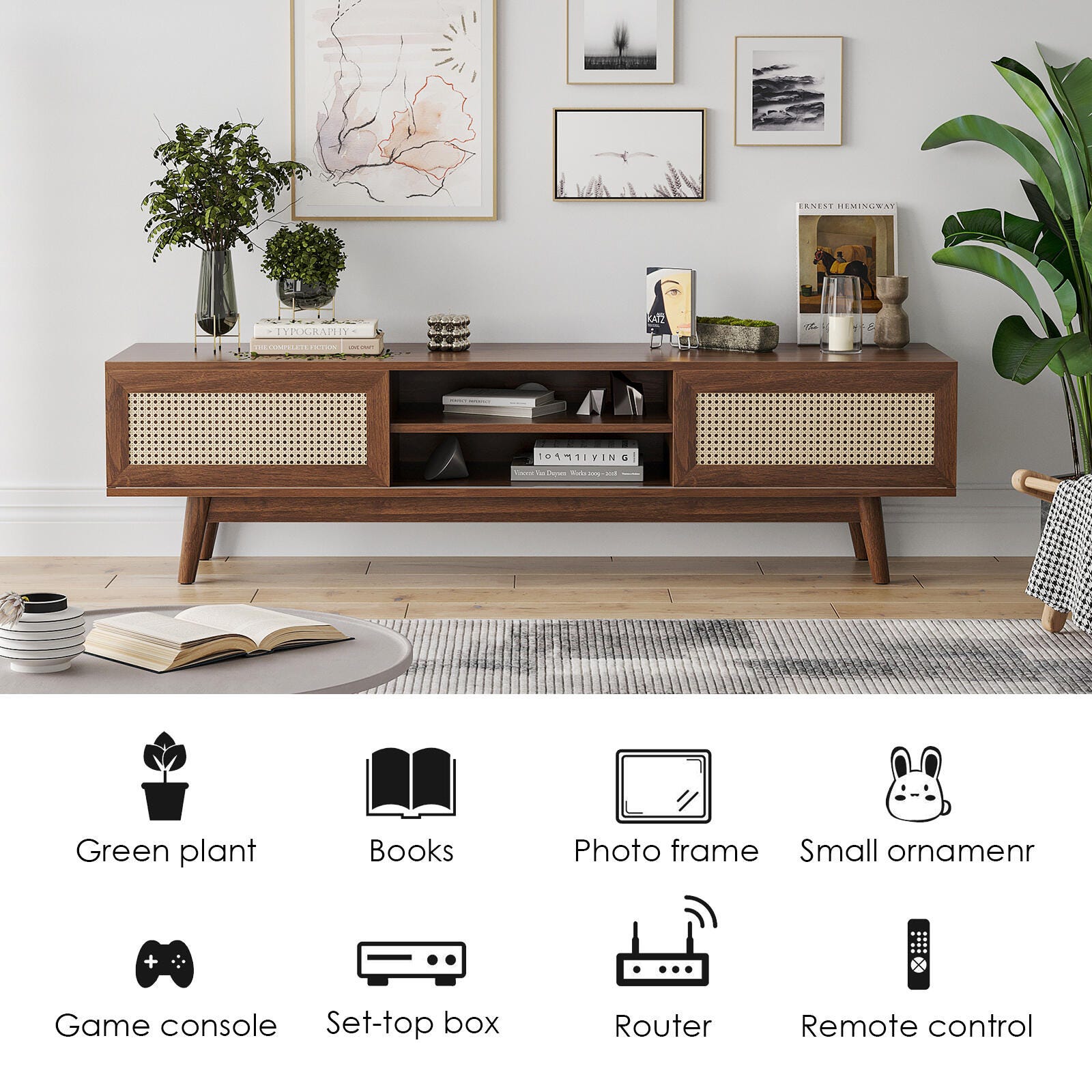 Dovelina Livoura 65" TV Stand, Dark Brown, large