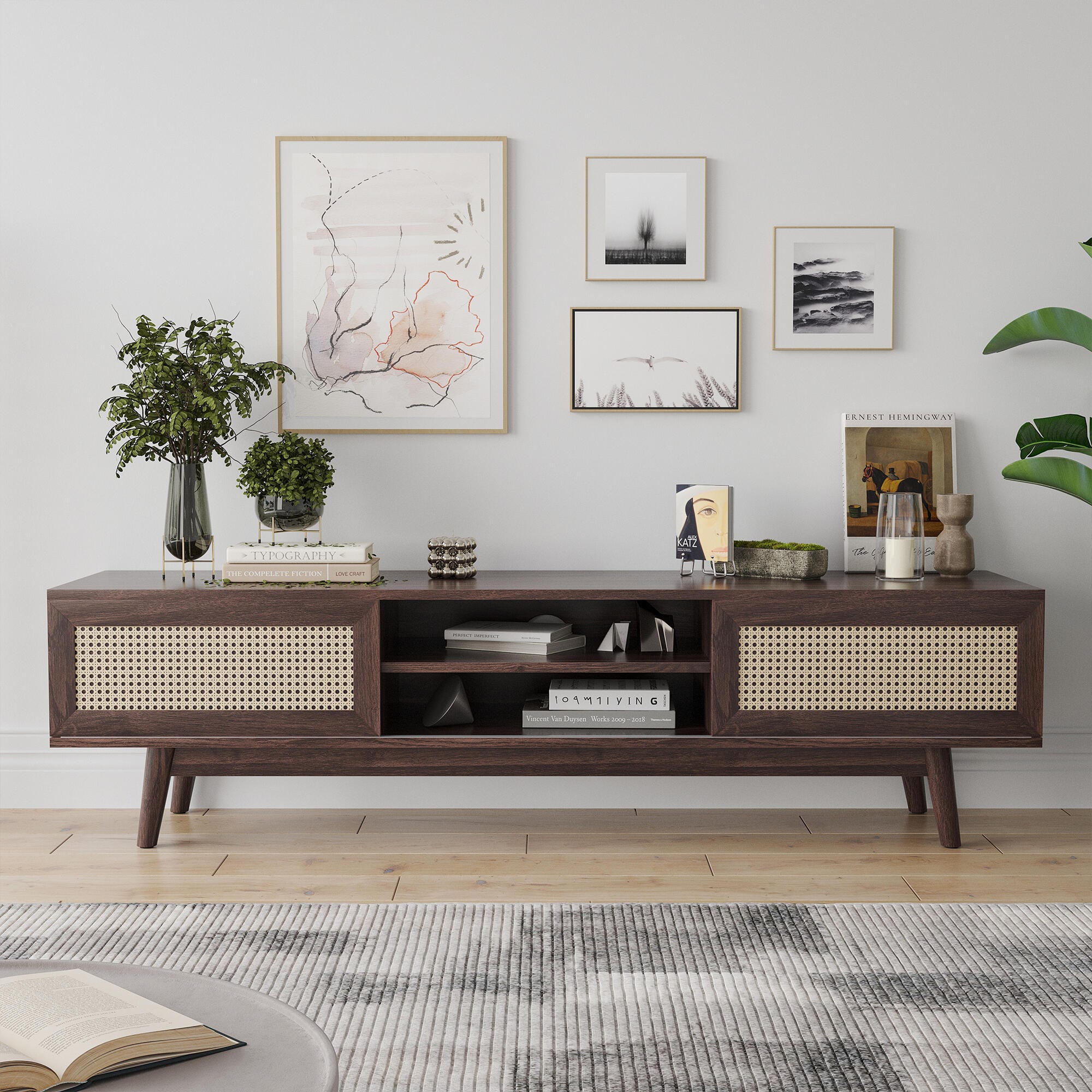 Dovelina Livoura 65" TV Stand, Brown, large
