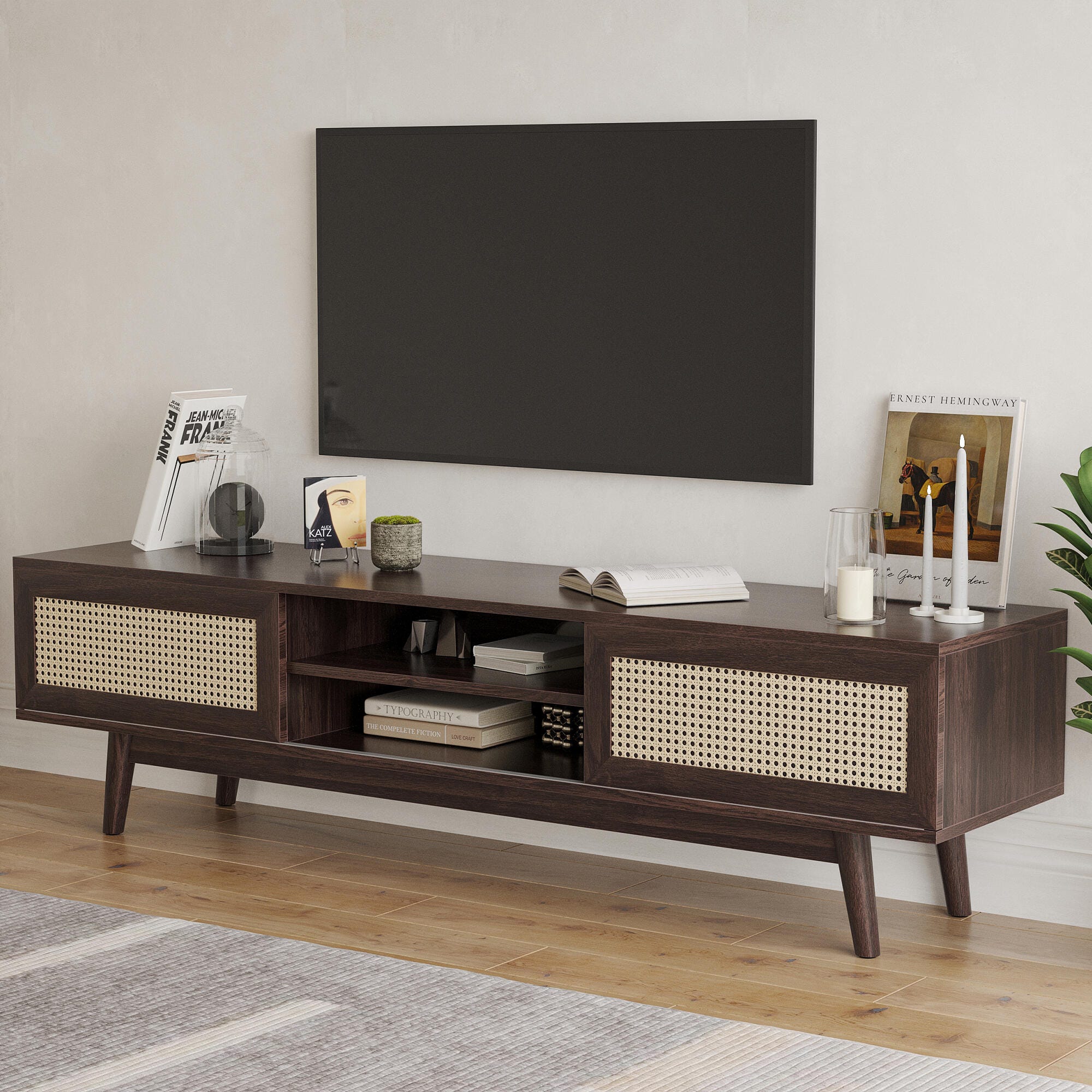 Dovelina Livoura 65" TV Stand, Brown, large