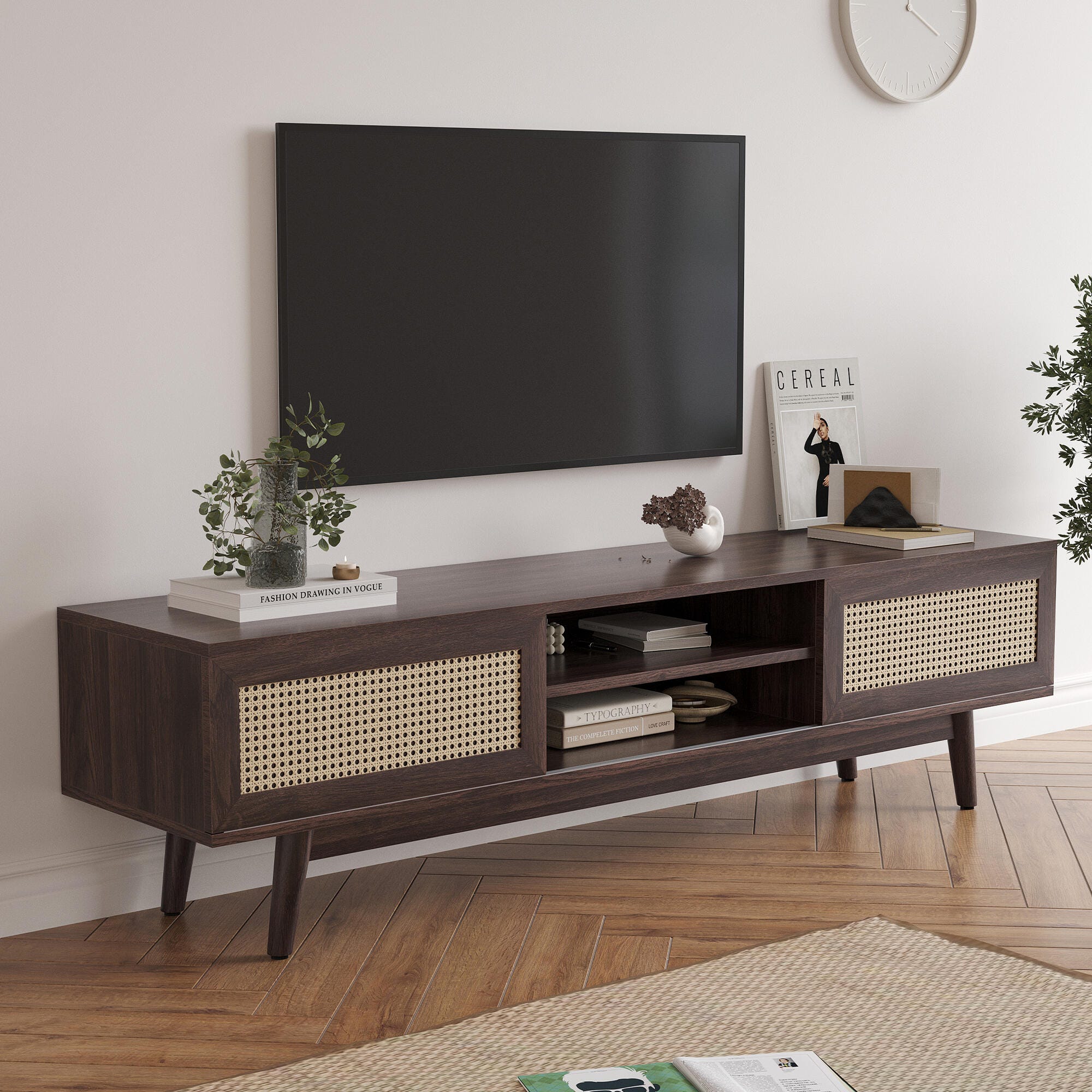 Dovelina Livoura 65" TV Stand, Brown, large
