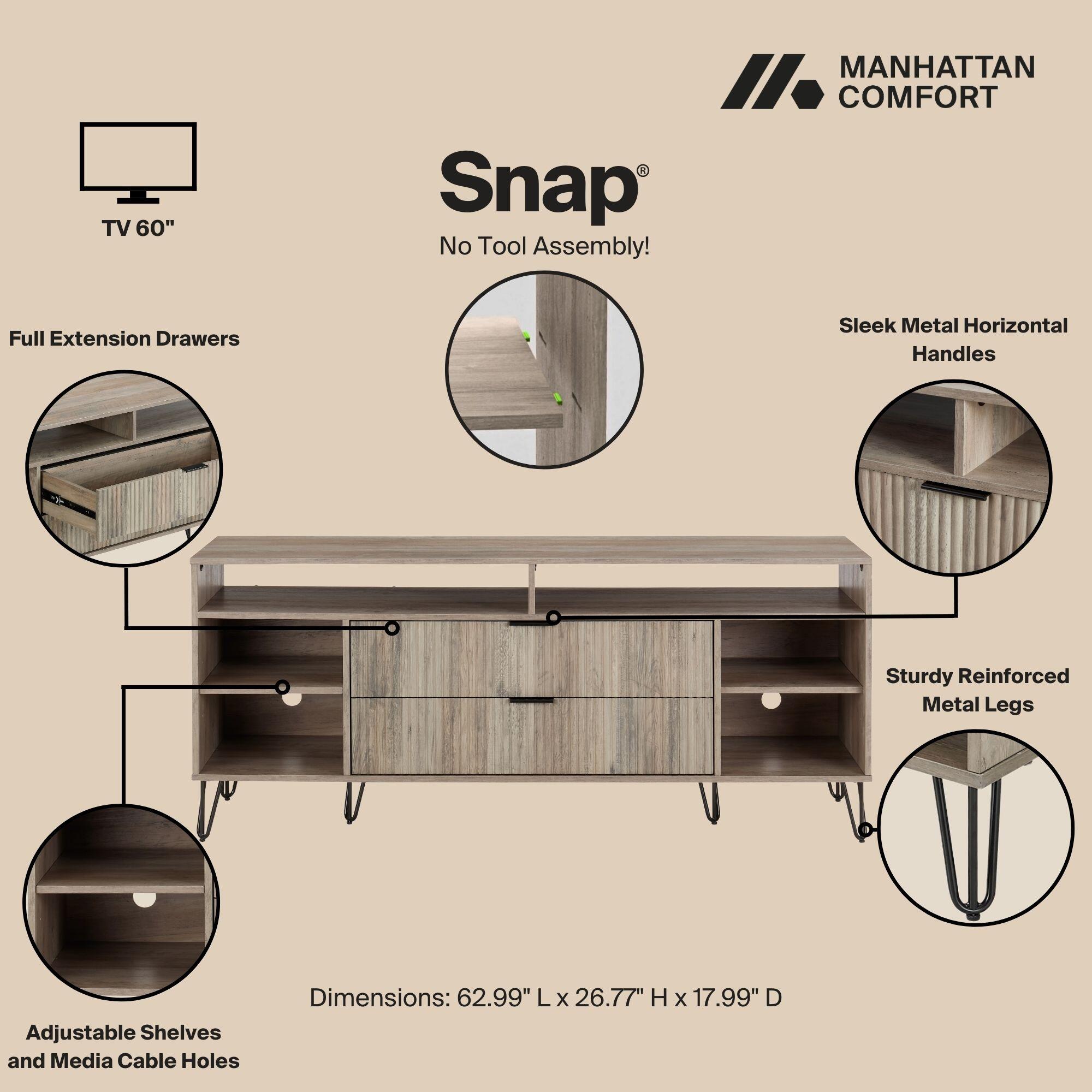 Manhattan Comfort DUMBO 63" TV Stand, Rustic Gray, large