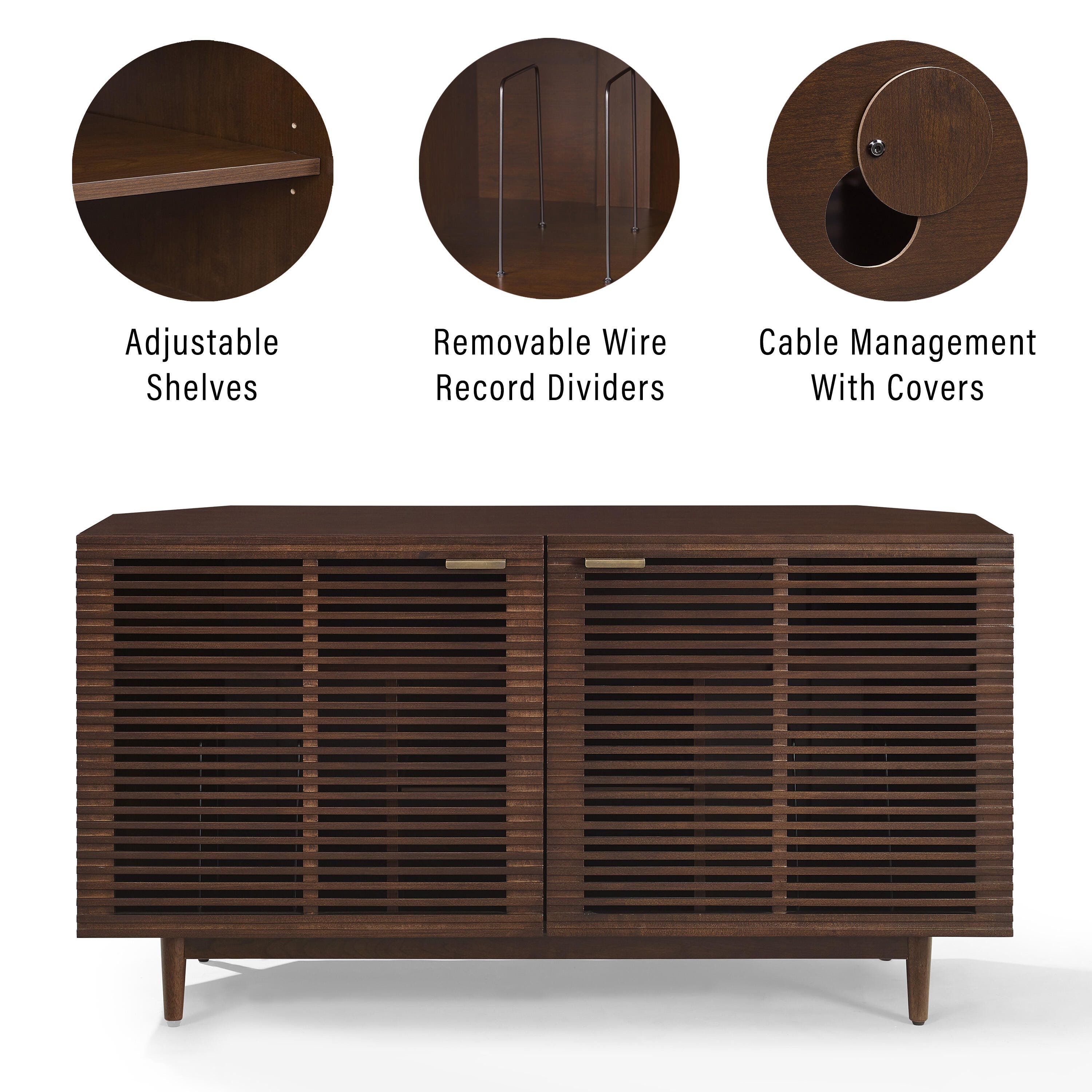 Crosley Furniture Cameron 50" Corner Record Player Cabinet, , large