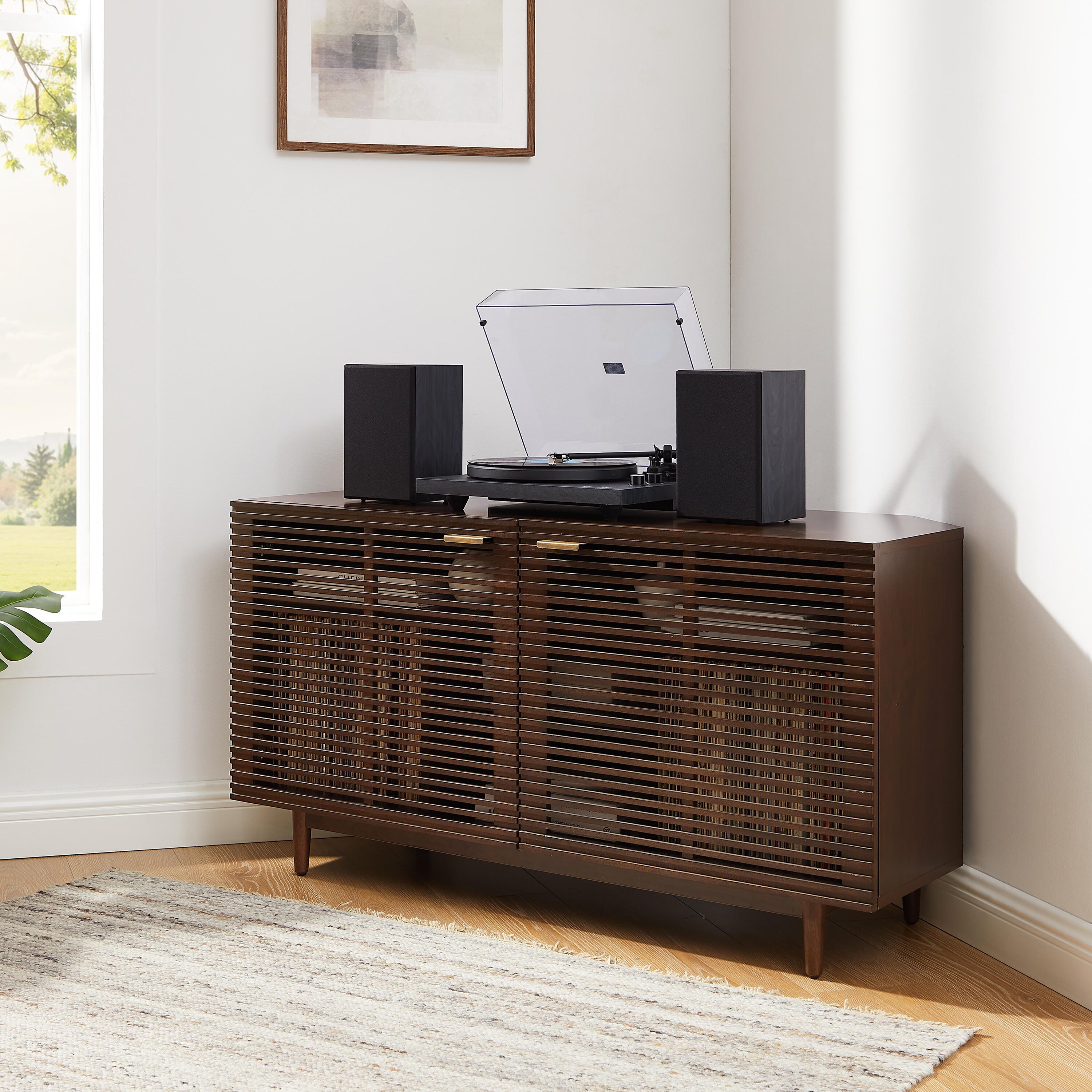 Crosley Furniture Cameron 50" Corner Record Player Cabinet, , large