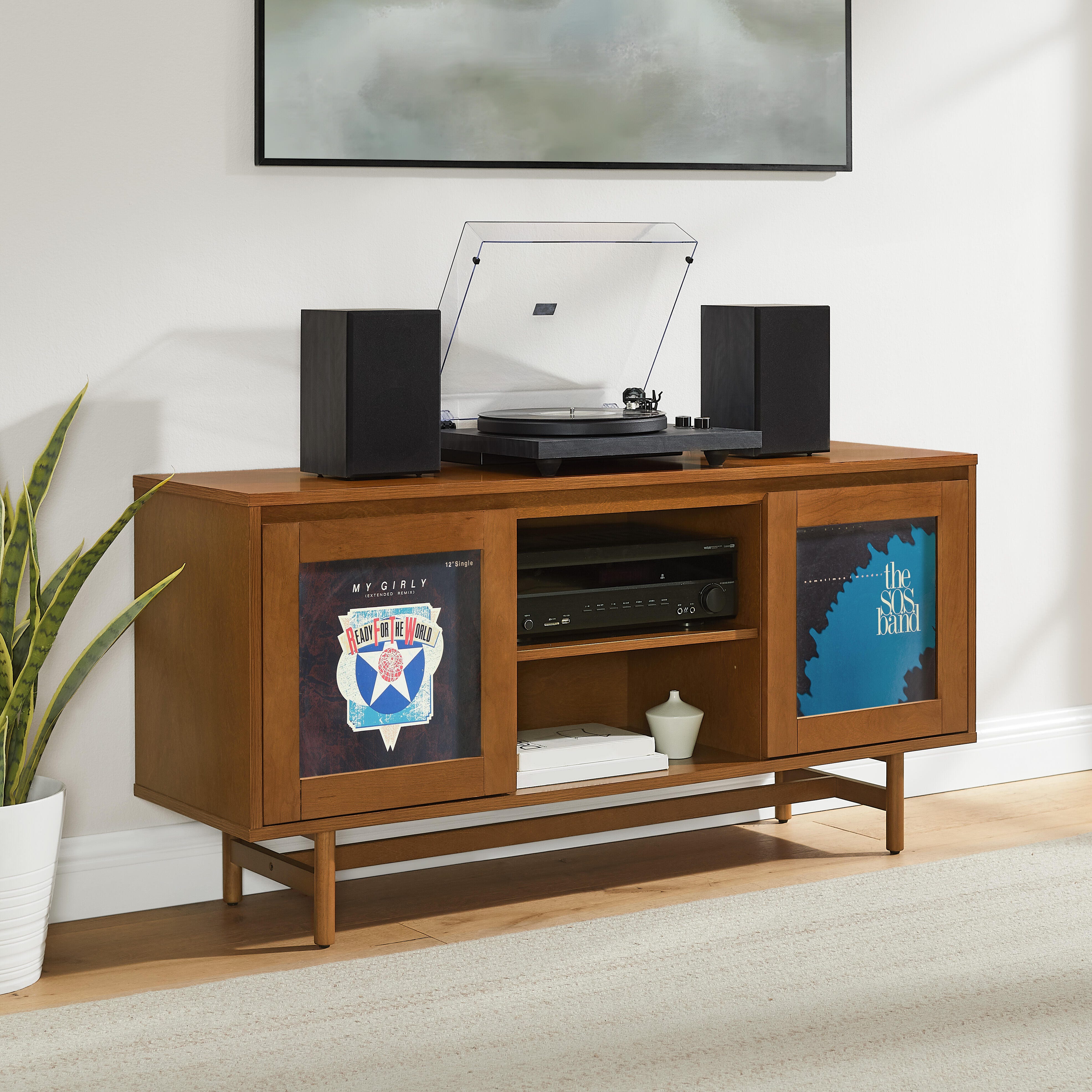 Crosley Furniture Dempsey 53" Record Player Cabinet, , rollover