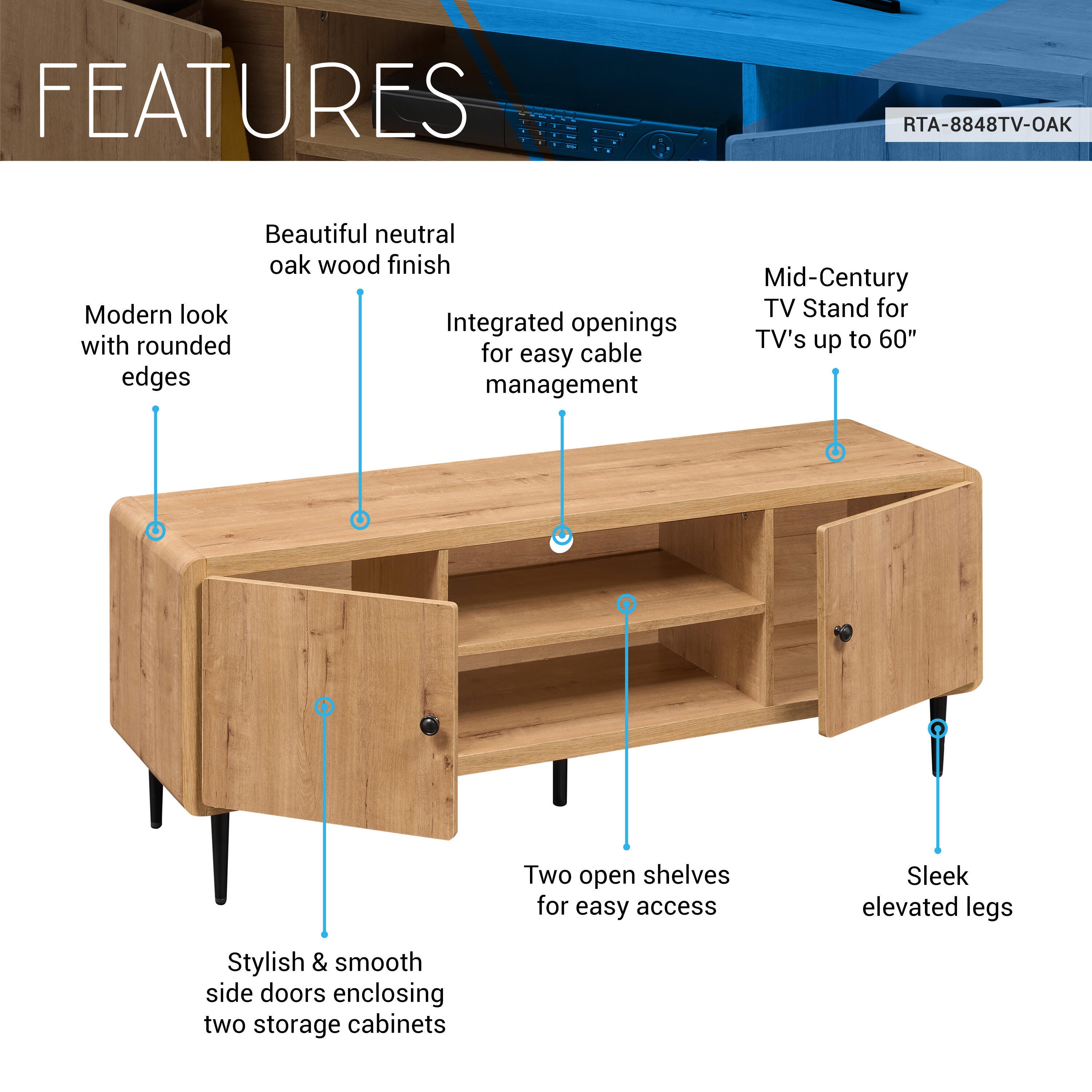 Techni Mobili 55" TV Stand, , large
