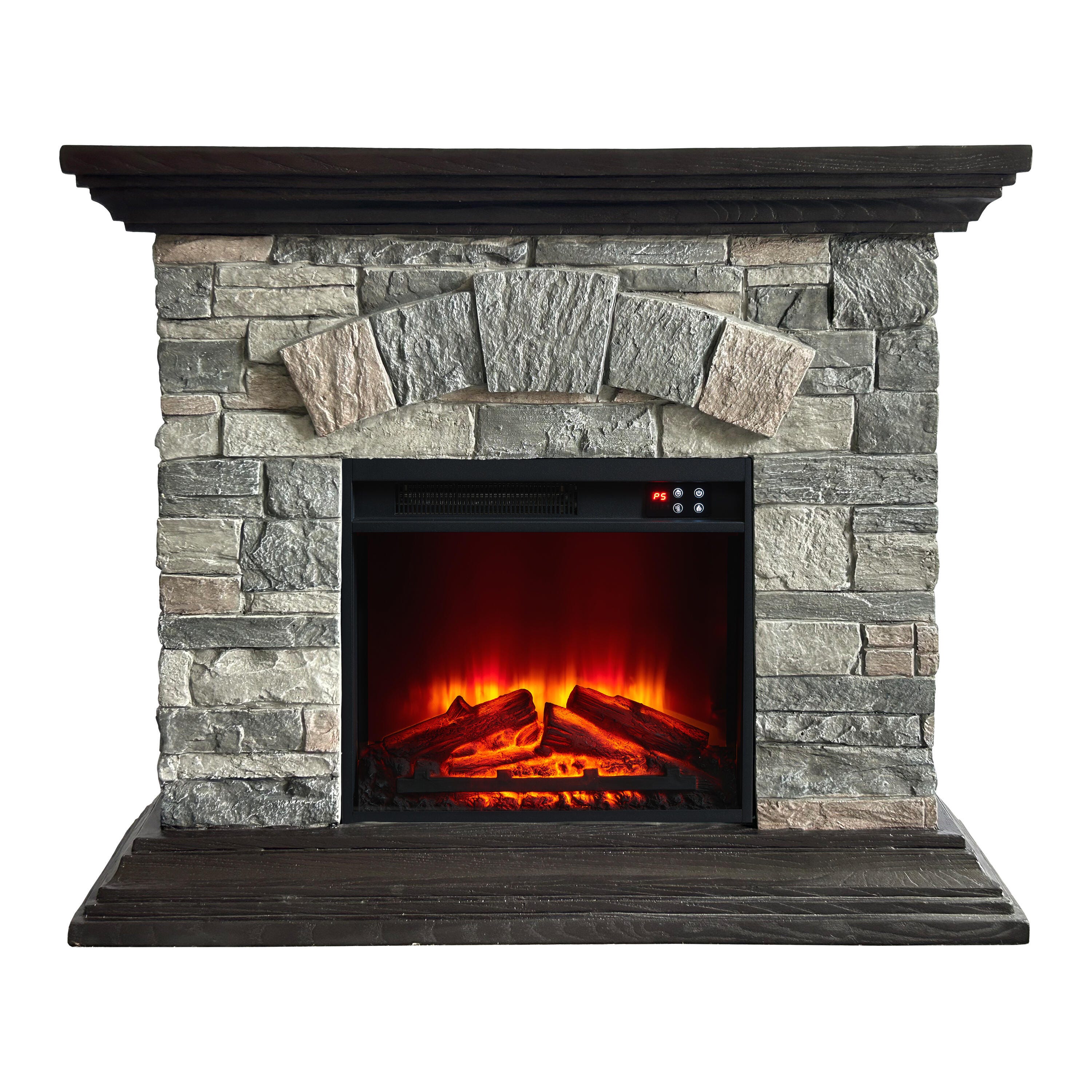 Joy River 40" Mantel with Color Changing Electric Fireplace, Brown/Gray, large