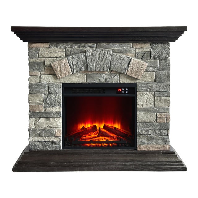 Joy River 40" Mantel with Color Changing Electric Fireplace, Brown/Gray