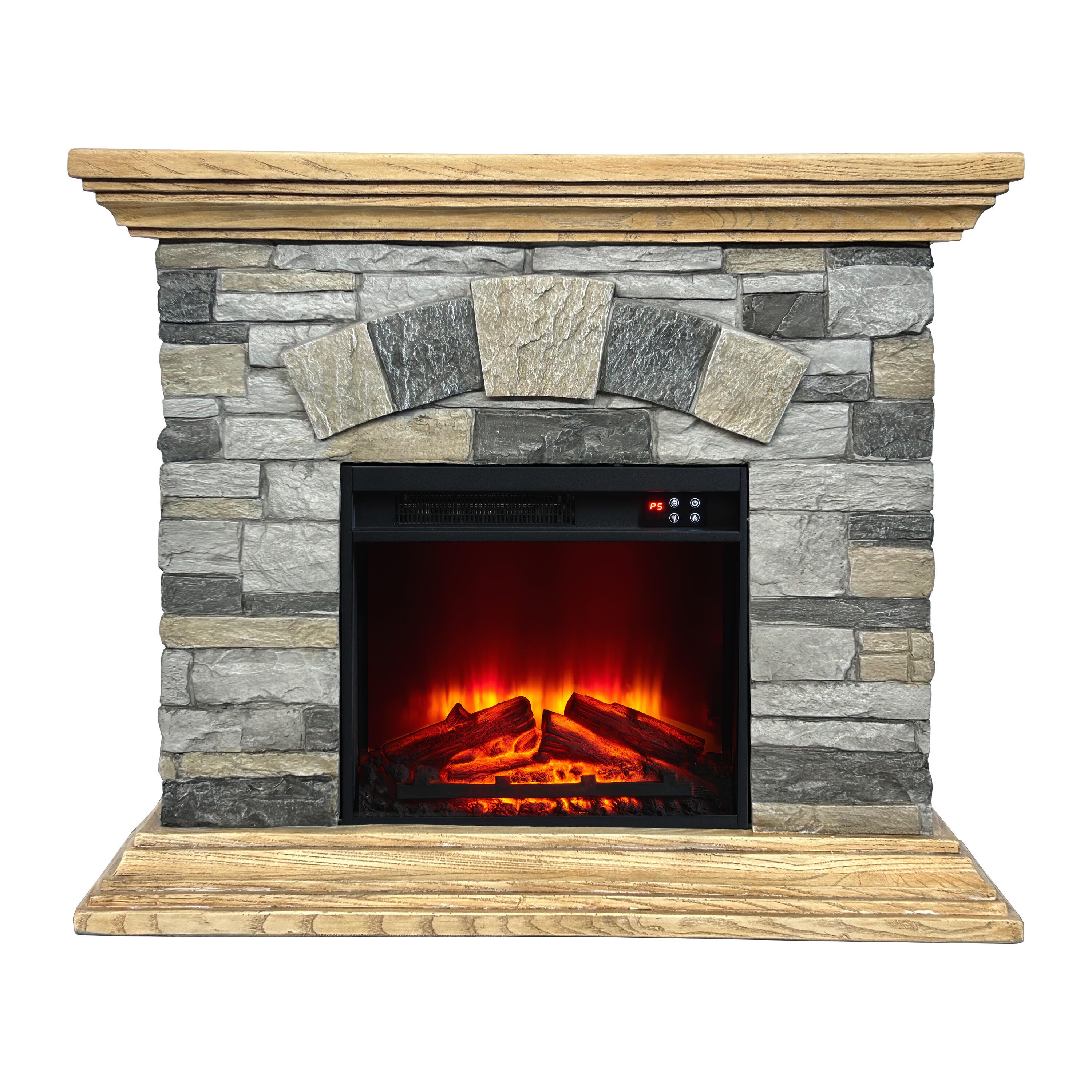 Joy River 40" Mantel with Color Changing Electric Fireplace, Natural/Gray, large