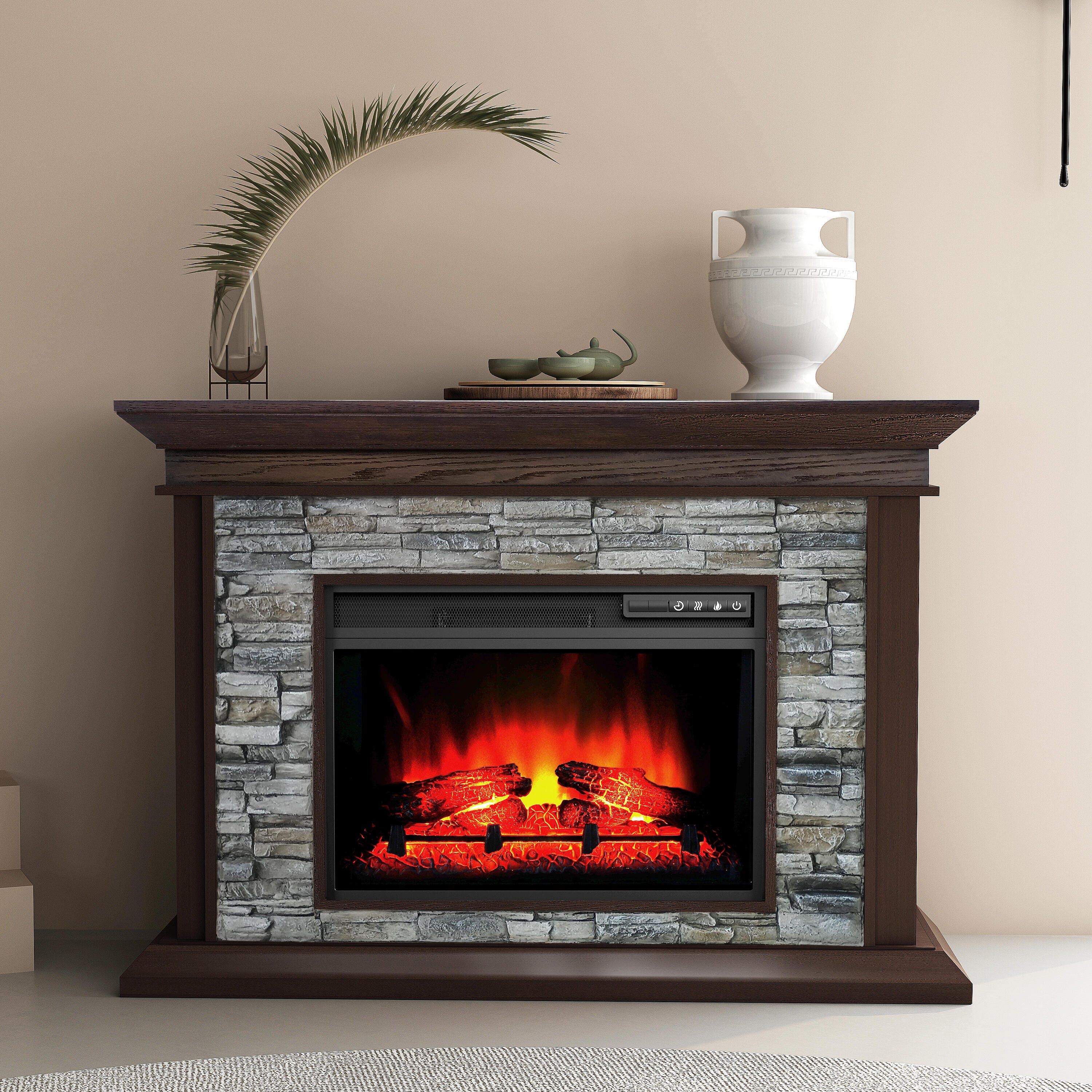 Joy River Elegant 50" Mantel with Electric Fireplace, , rollover