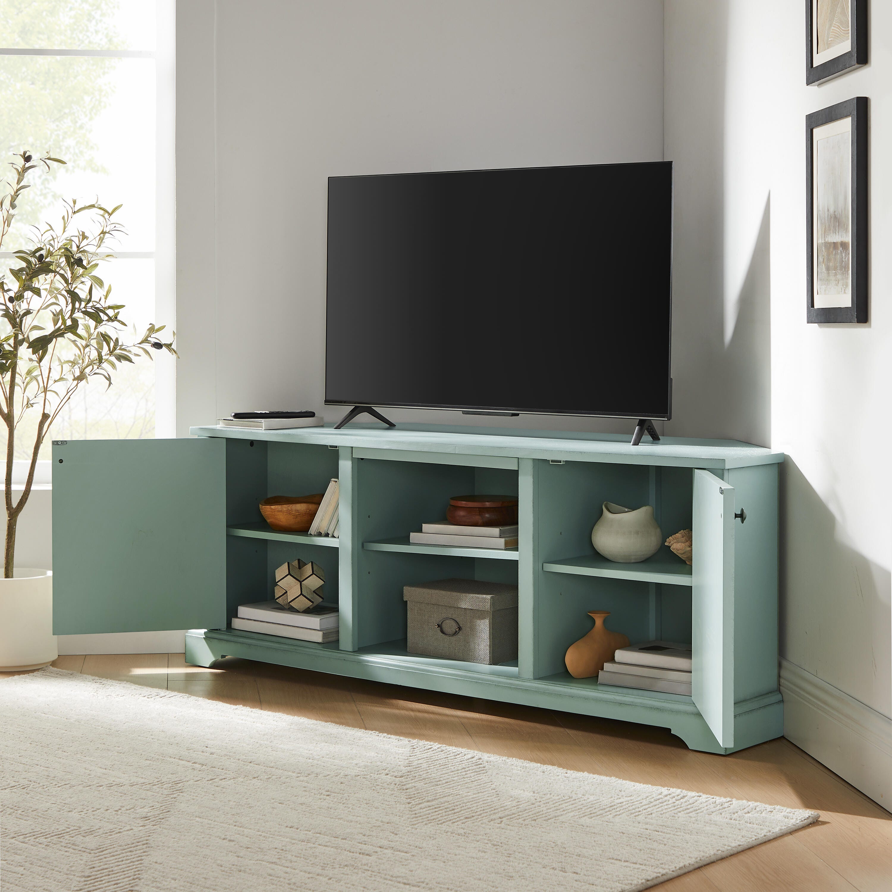 Crosley Furniture Holbrook 58" Corner TV Stand, , large