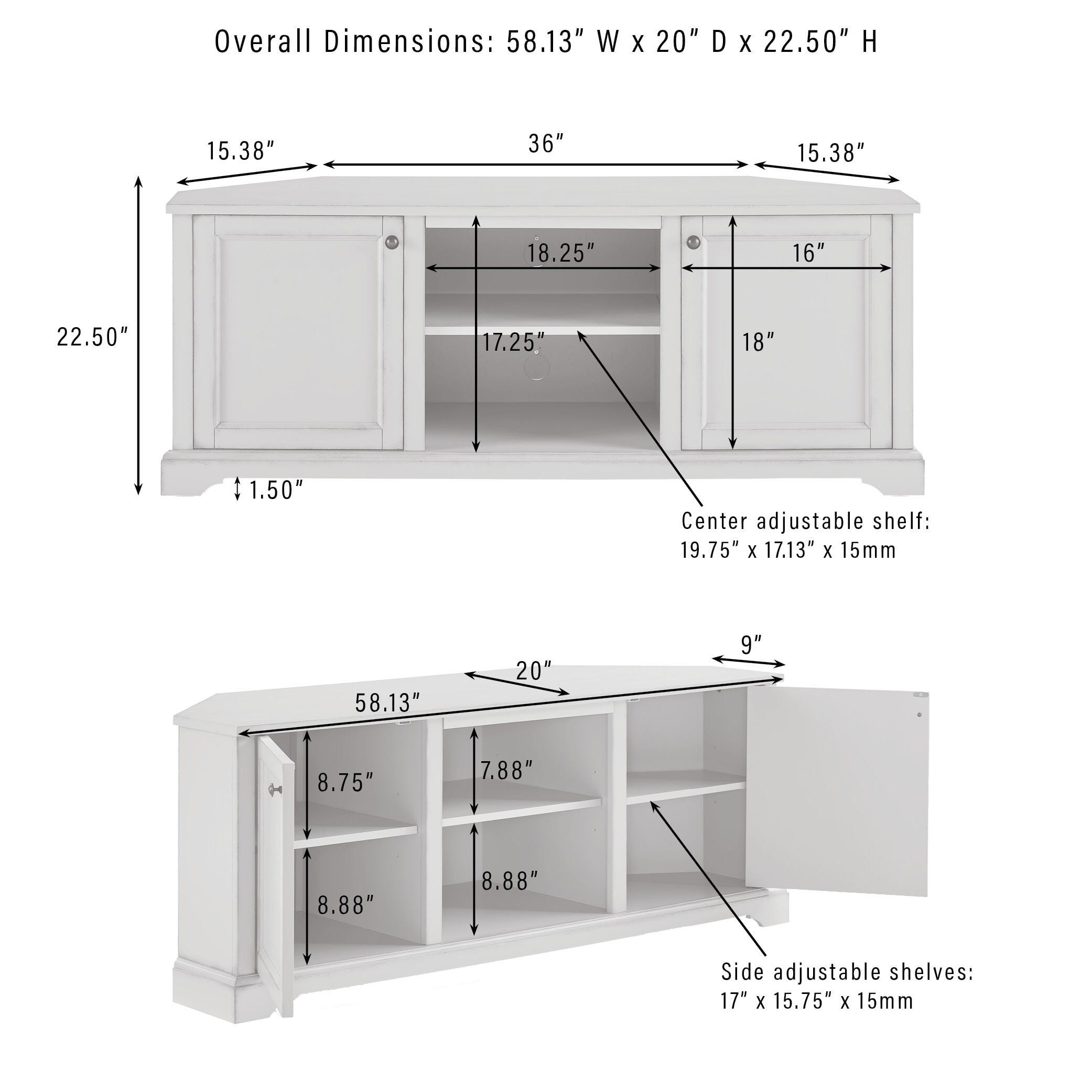 Crosley Furniture Holbrook 58" Corner TV Stand, , large