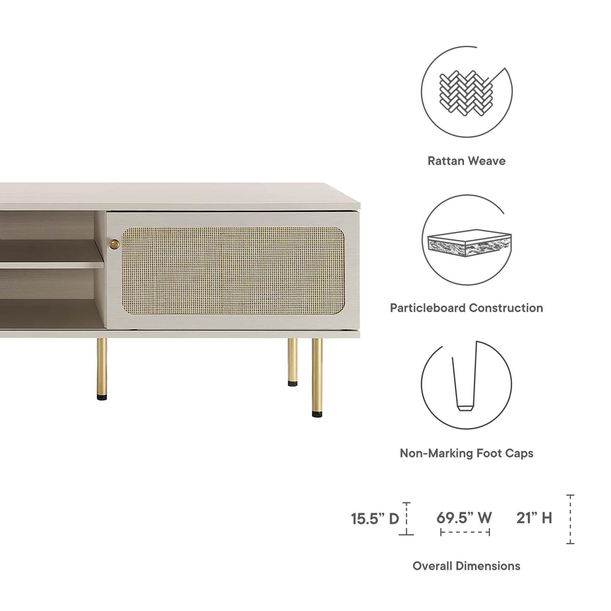 Modway Cambria 70"  TV Stand, White, large