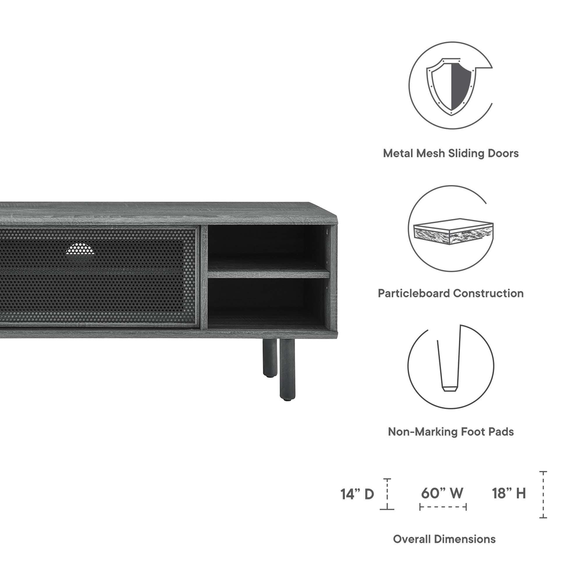 Modway Kurtis 59"  TV Stand, Charcoal, large