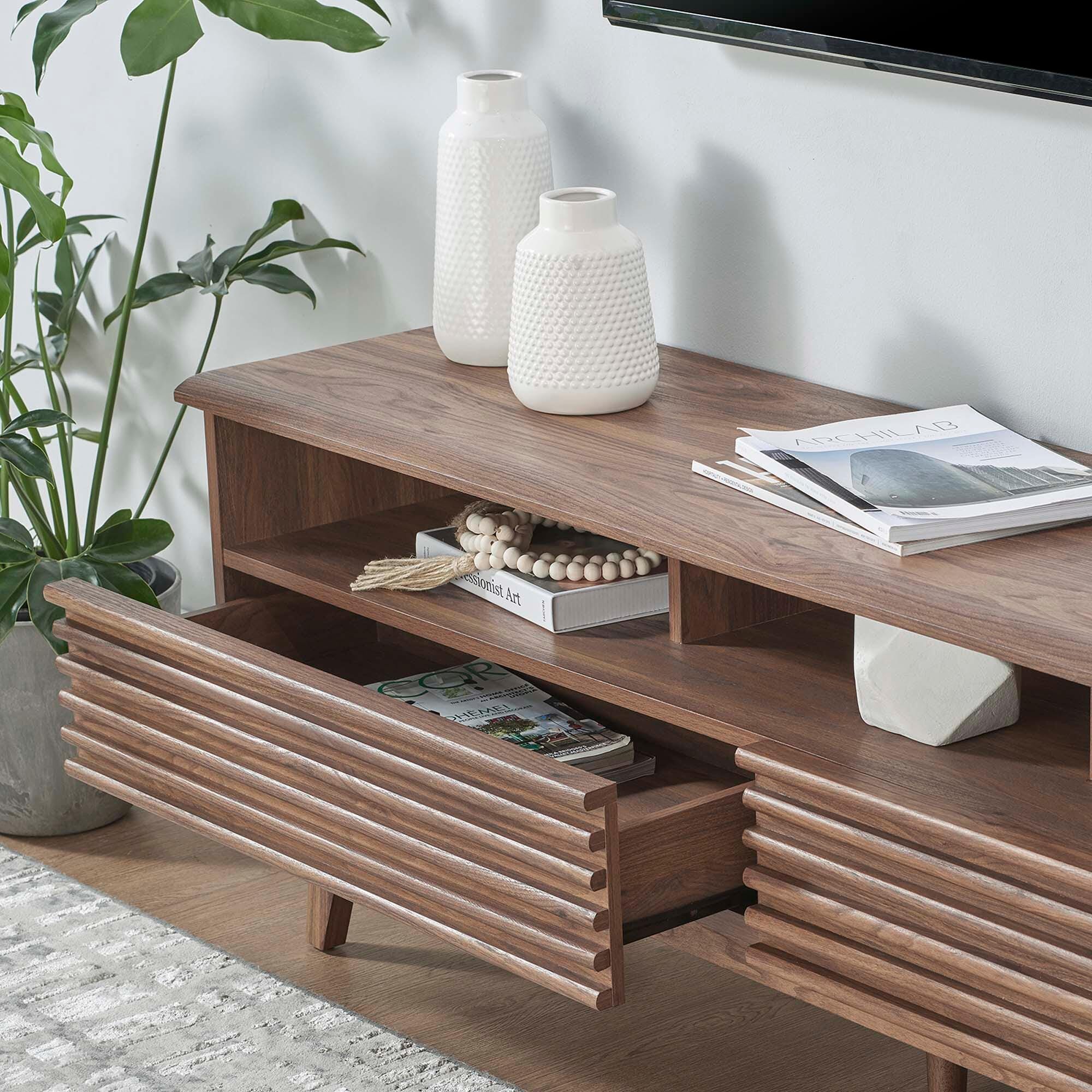 Modway Render 60"  TV Stand, Walnut, large