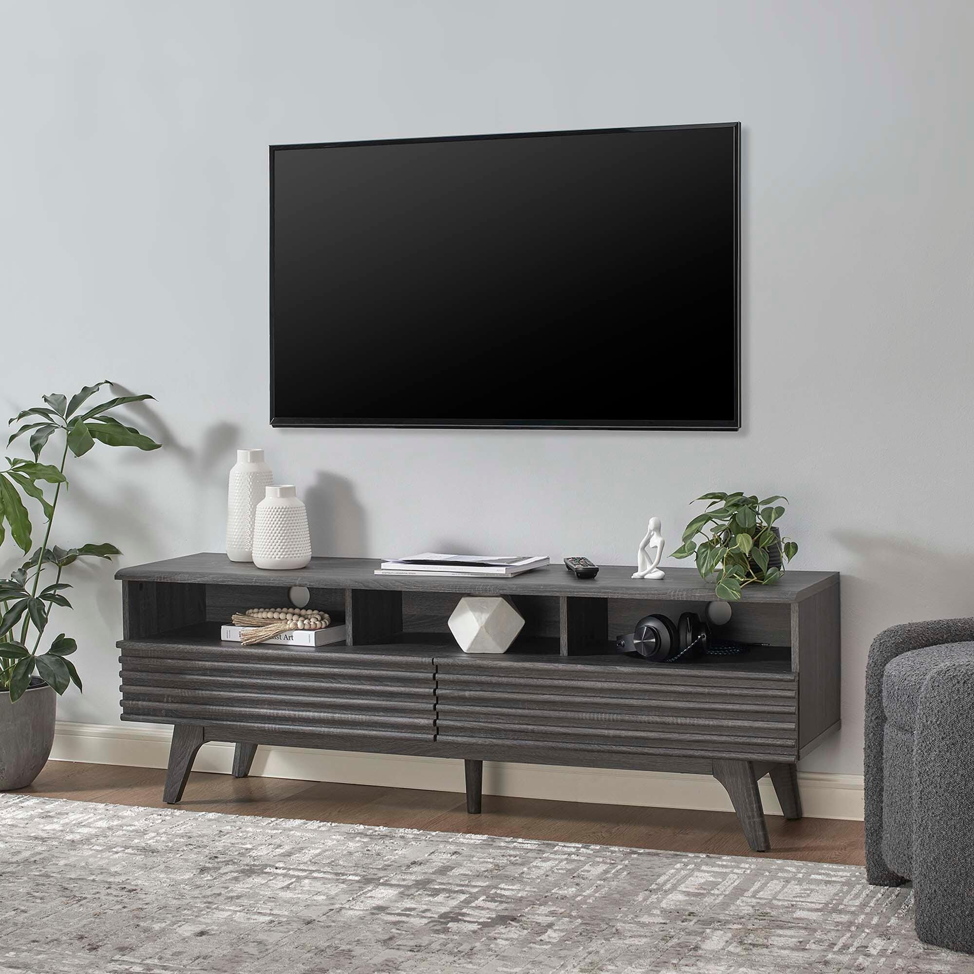 Modway Render 60"  TV Stand, Charcoal, large