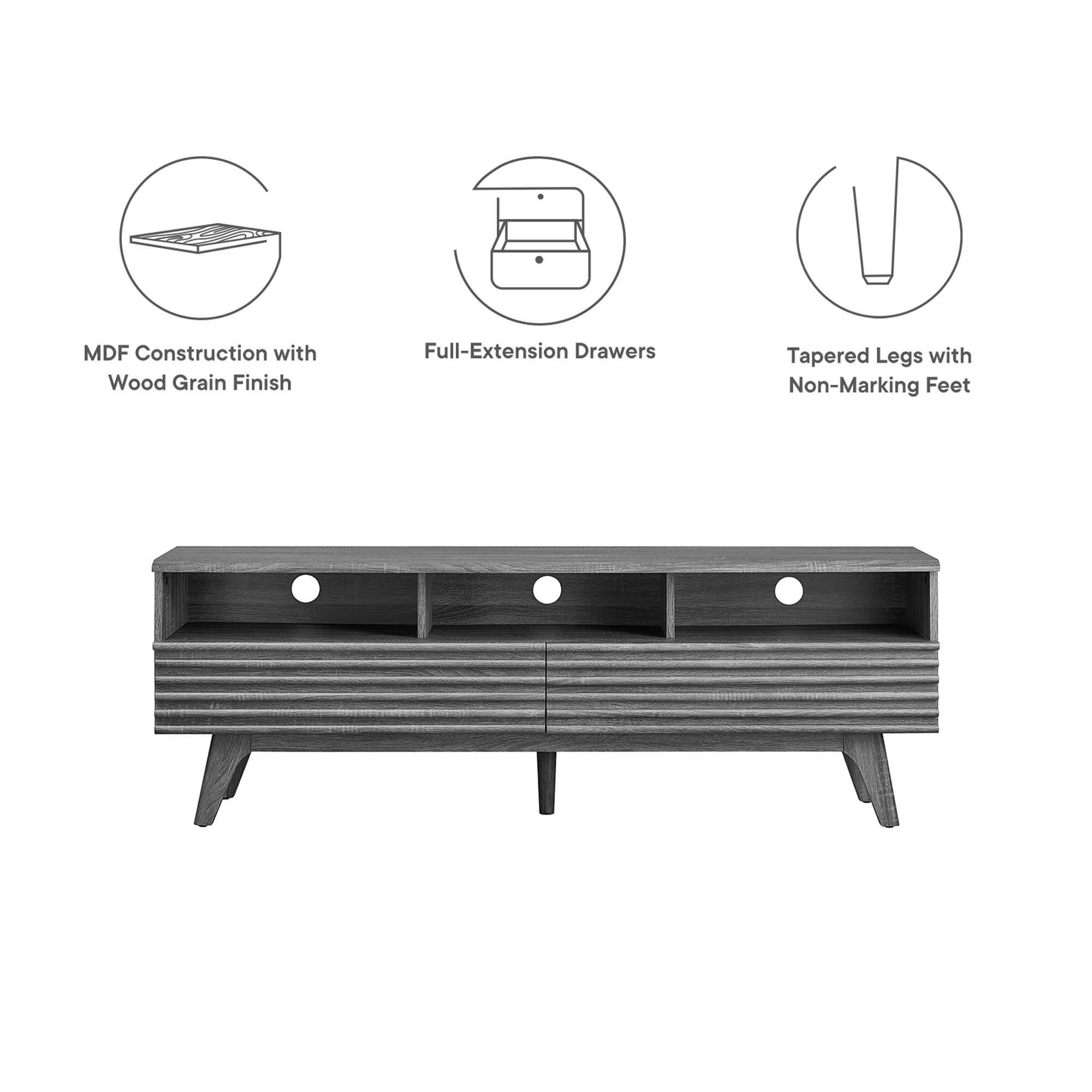 Modway Render 60"  TV Stand, Charcoal, large