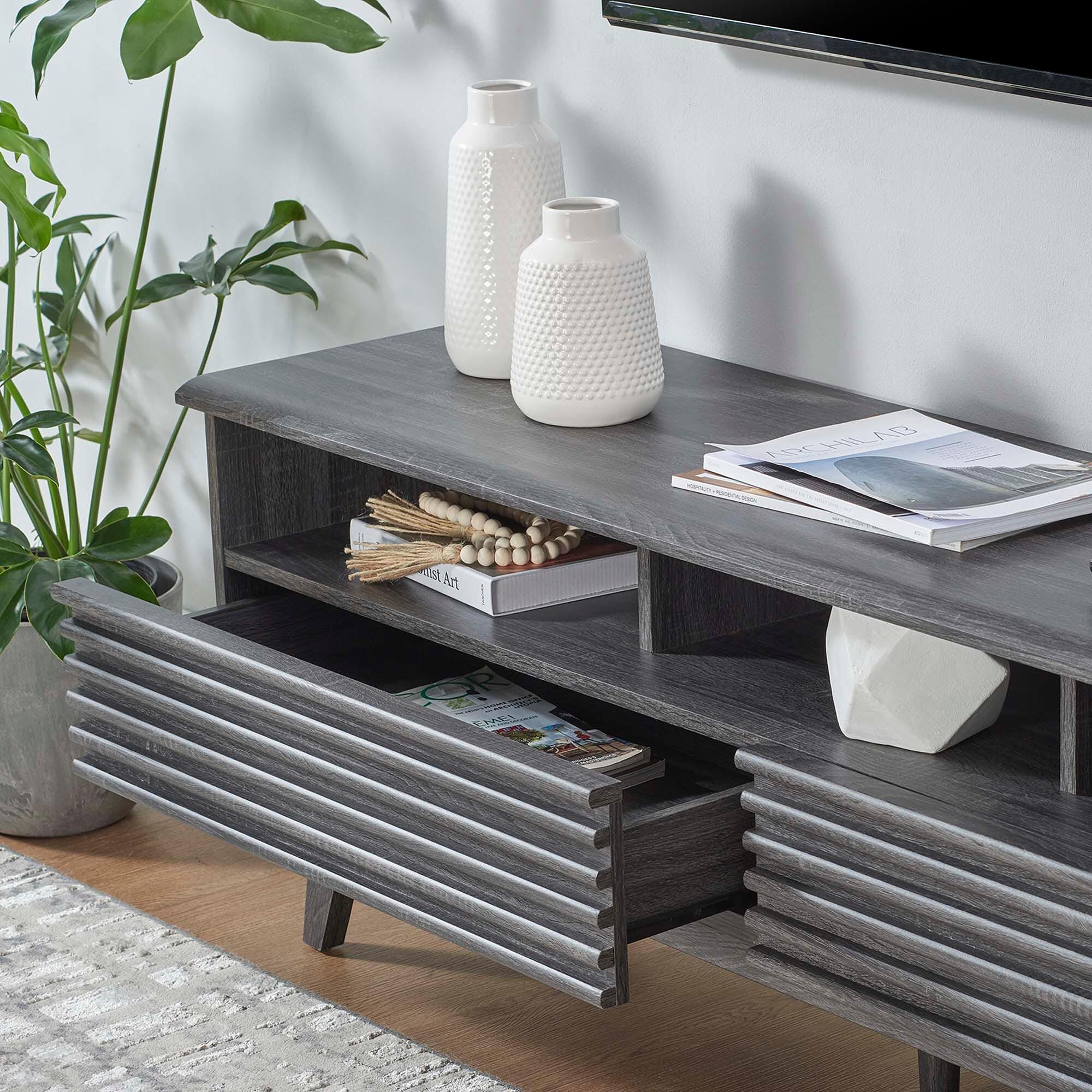 Modway Render 60"  TV Stand, Charcoal, large