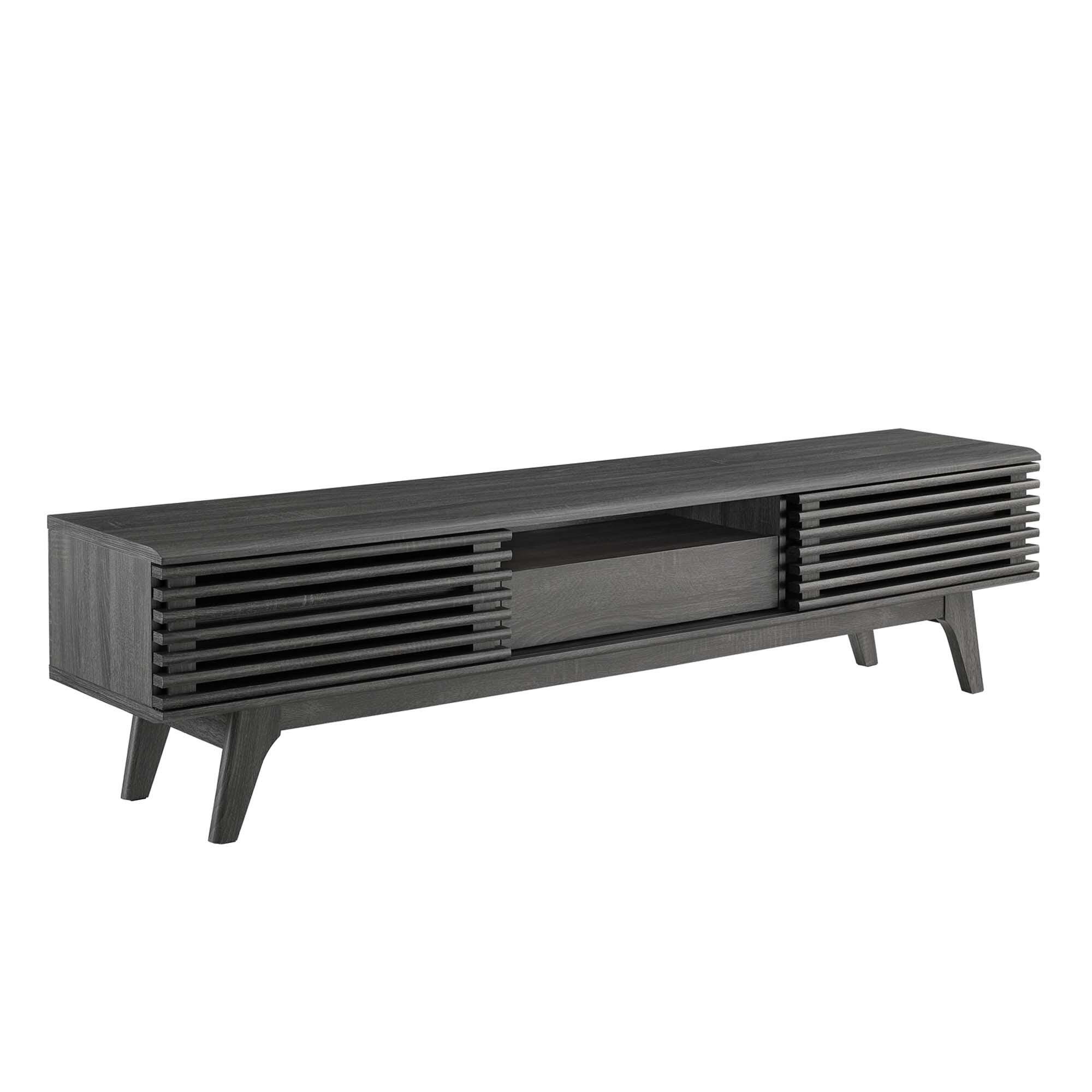 Modway Render 70"  TV Stand with Adjustable Shelves, Charcoal, large