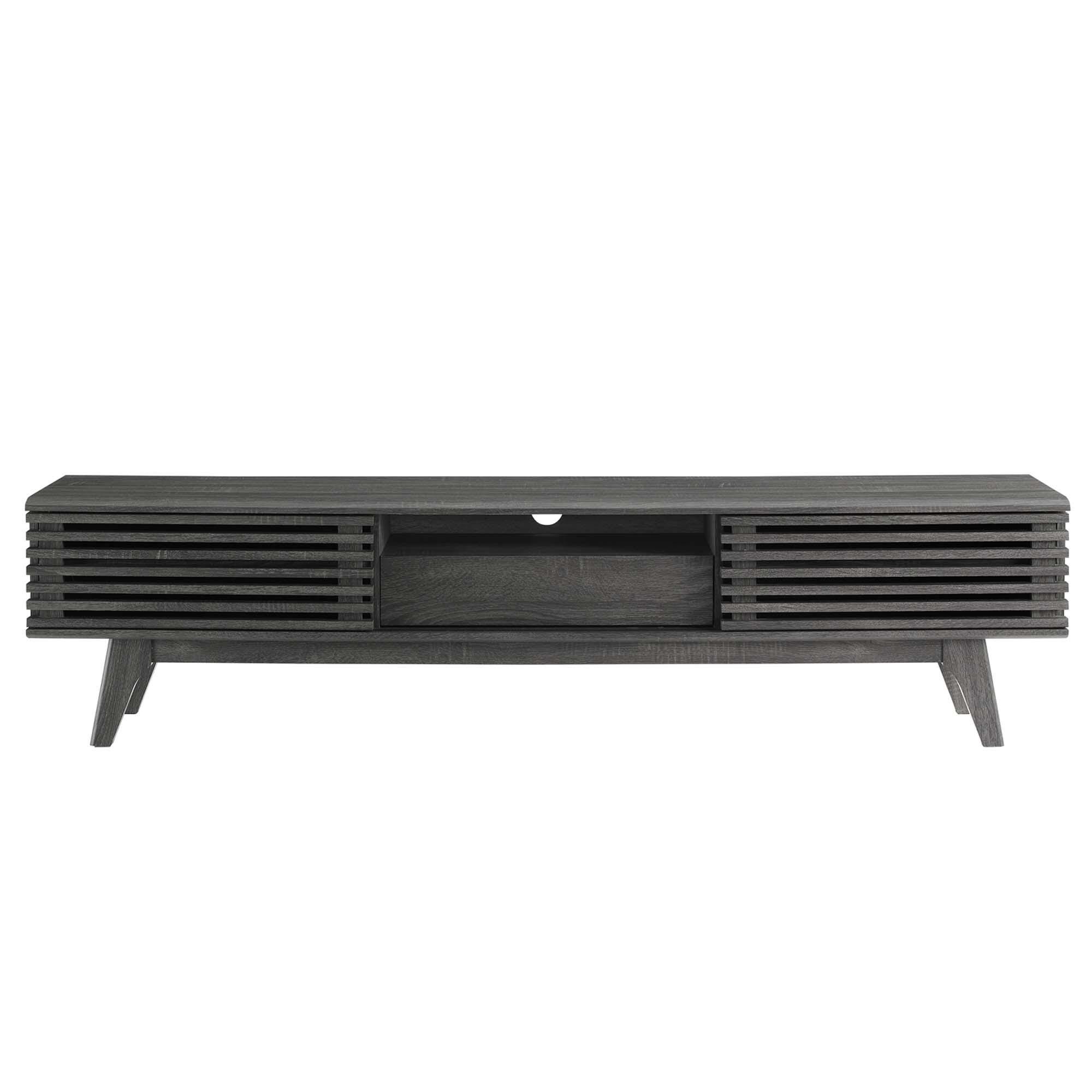Modway Render 70"  TV Stand with Adjustable Shelves, Charcoal, large