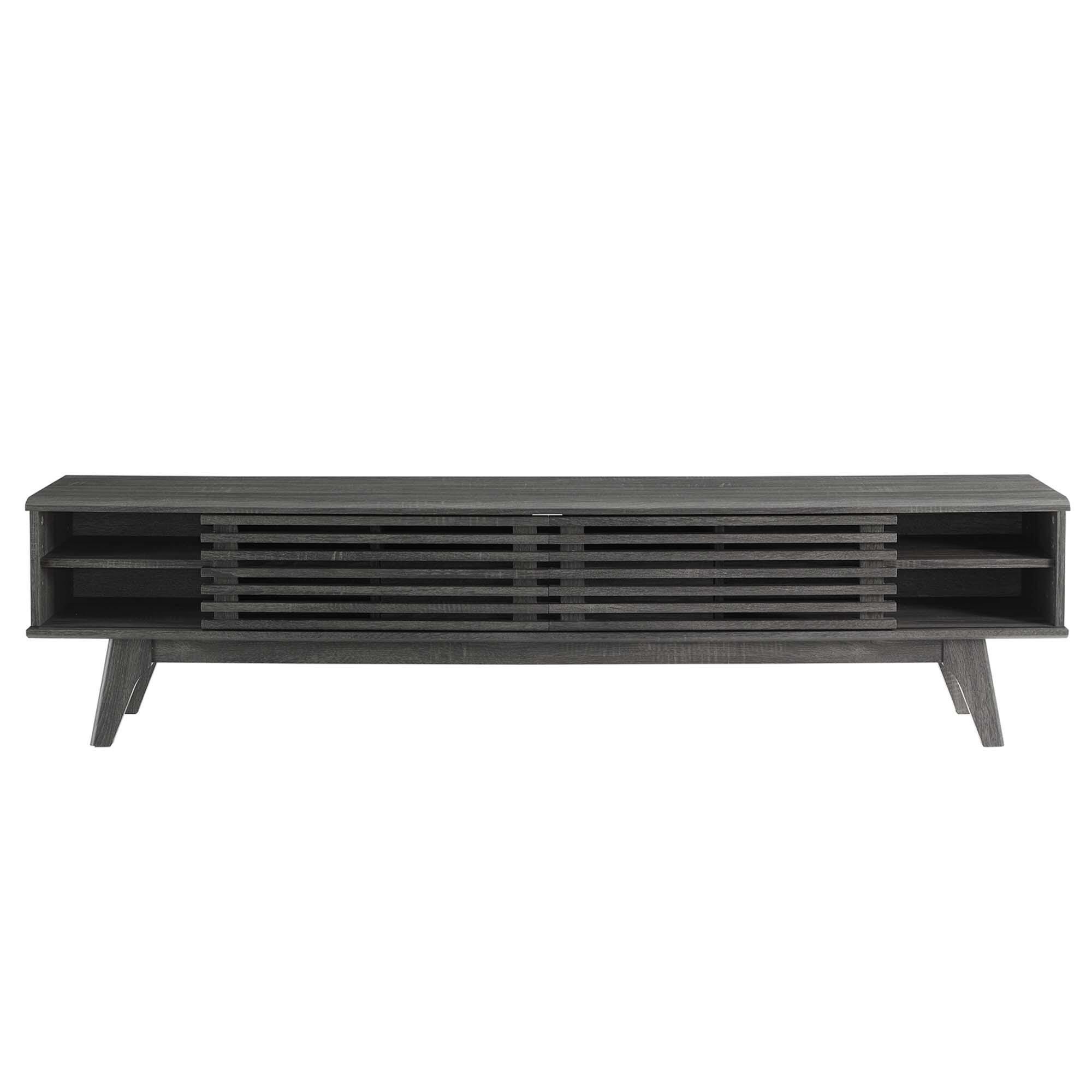 Modway Render 70"  TV Stand with Adjustable Shelves, Charcoal, large