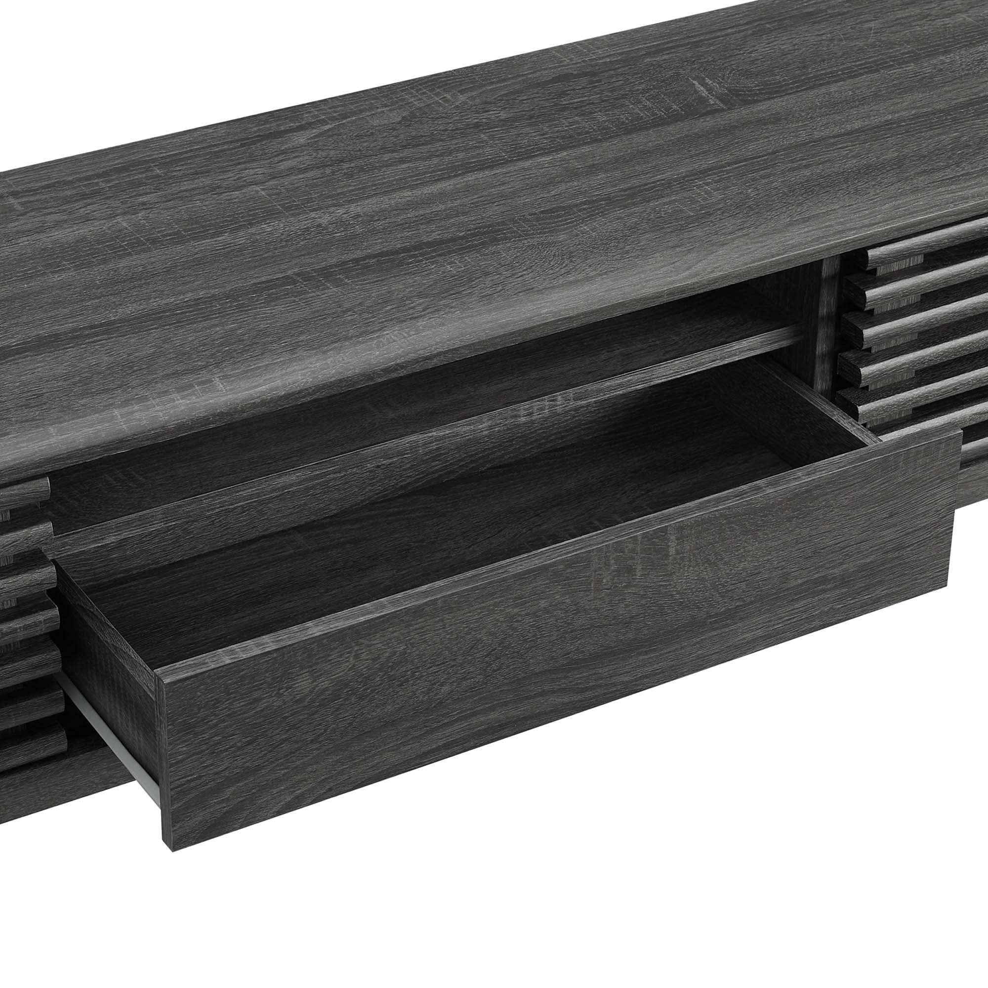 Modway Render 70"  TV Stand with Adjustable Shelves, Charcoal, large