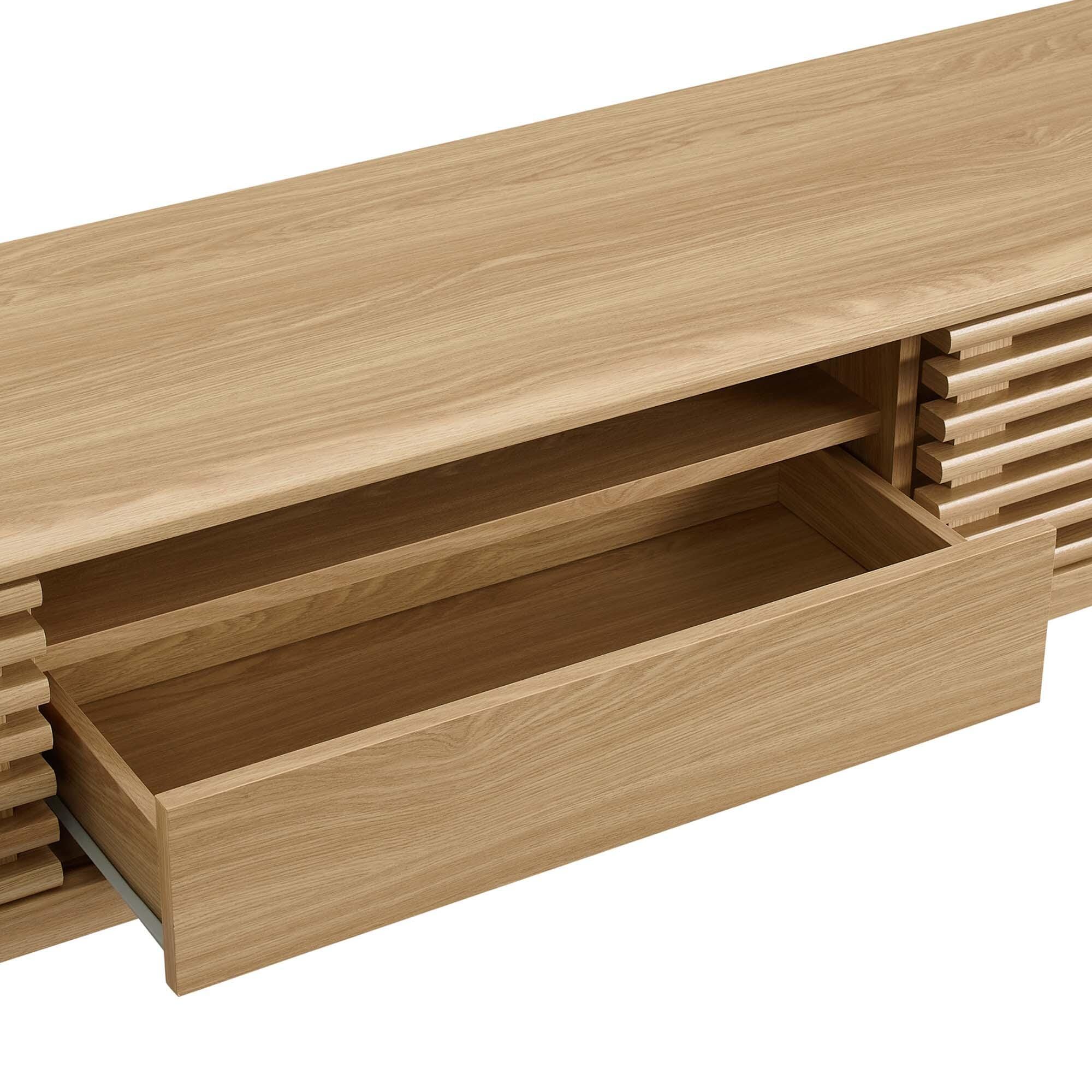 Modway Render 70"  TV Stand with Adjustable Shelves, Oak, large