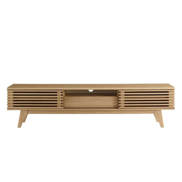 Modway Render 70" TV Stand with Adjustable Shelves, Oak
