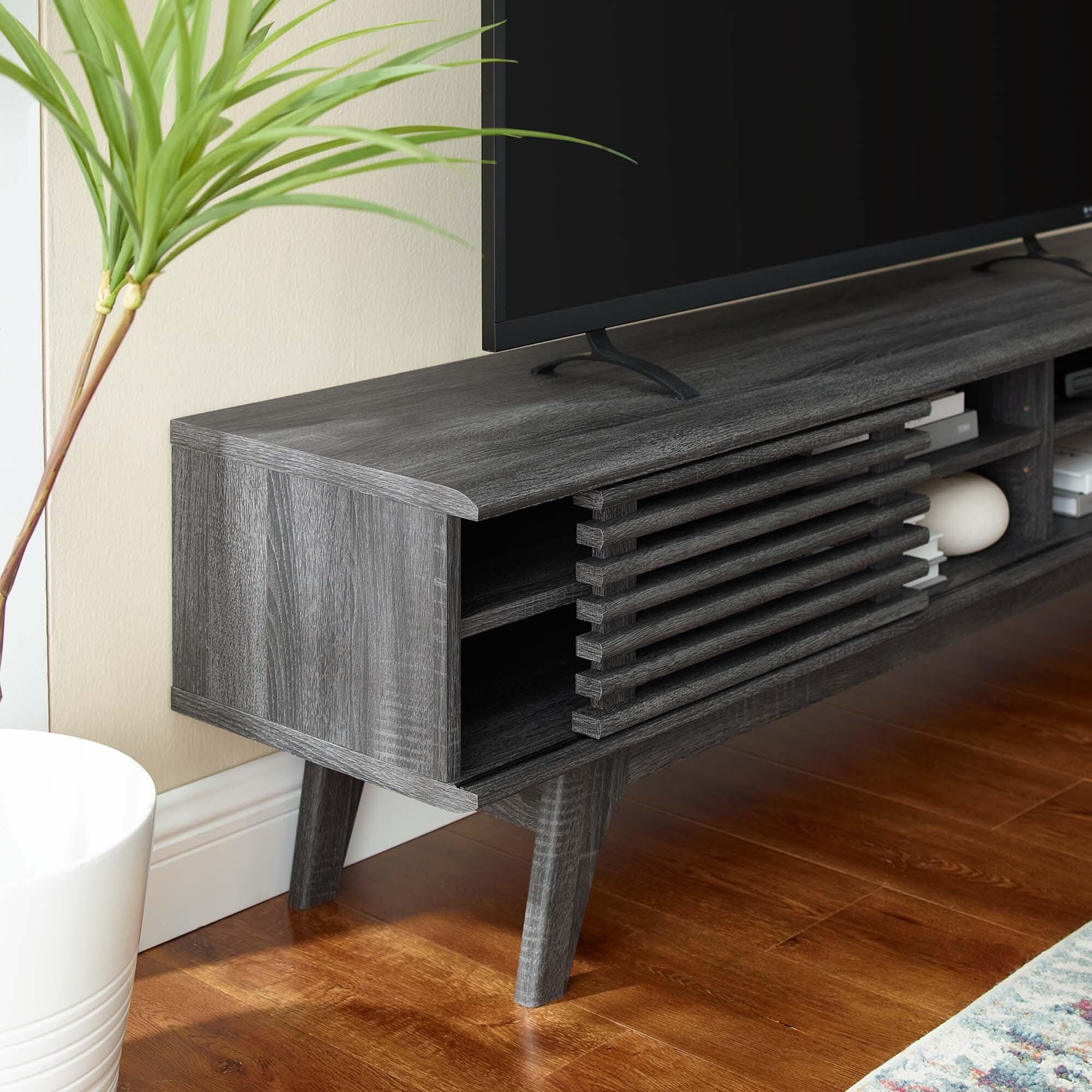 Modway Render 70" TV Stand, Charcoal, large