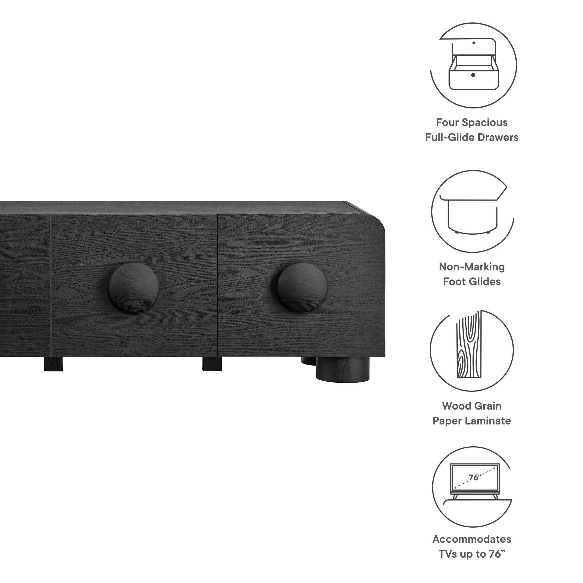 Modway Sonnet 69" TV Stand, Black, large