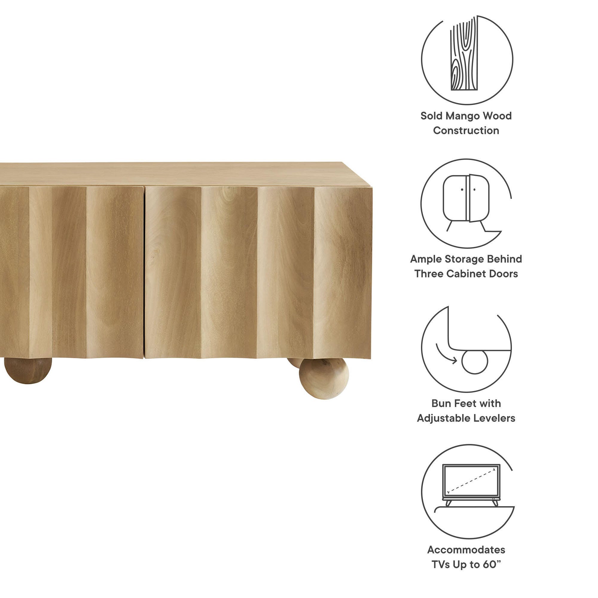 Modway Sorren 54" TV Stand, Natural, large