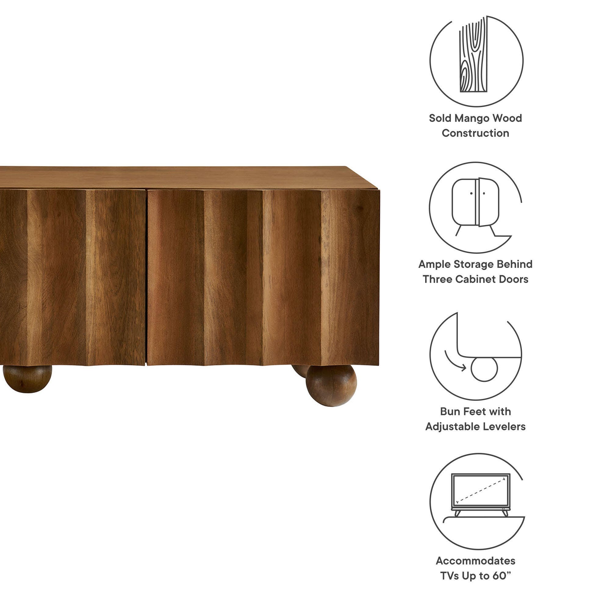 Modway Sorren 54" TV Stand, Walnut, large