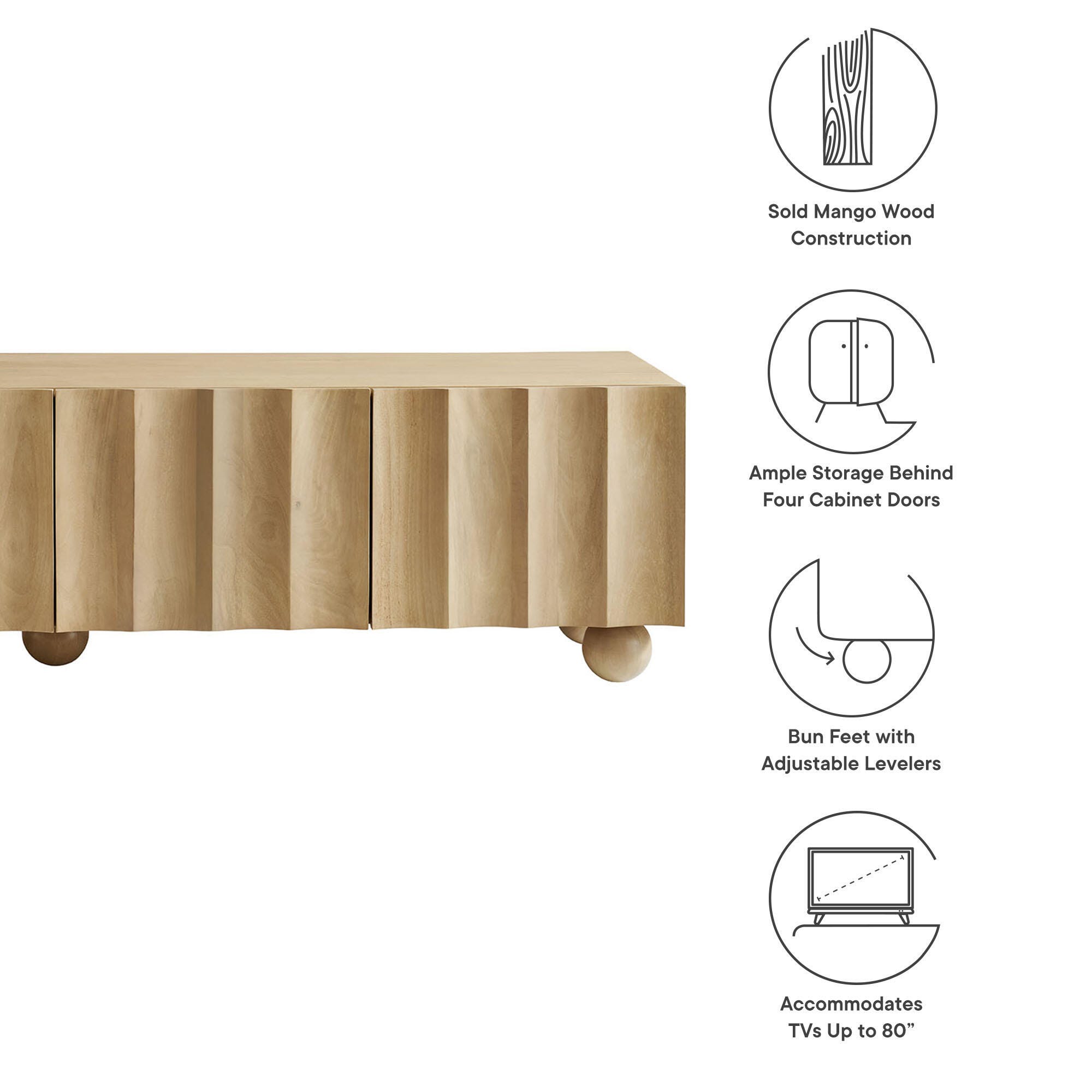 Modway Sorren 71" TV Stand, Natural, large