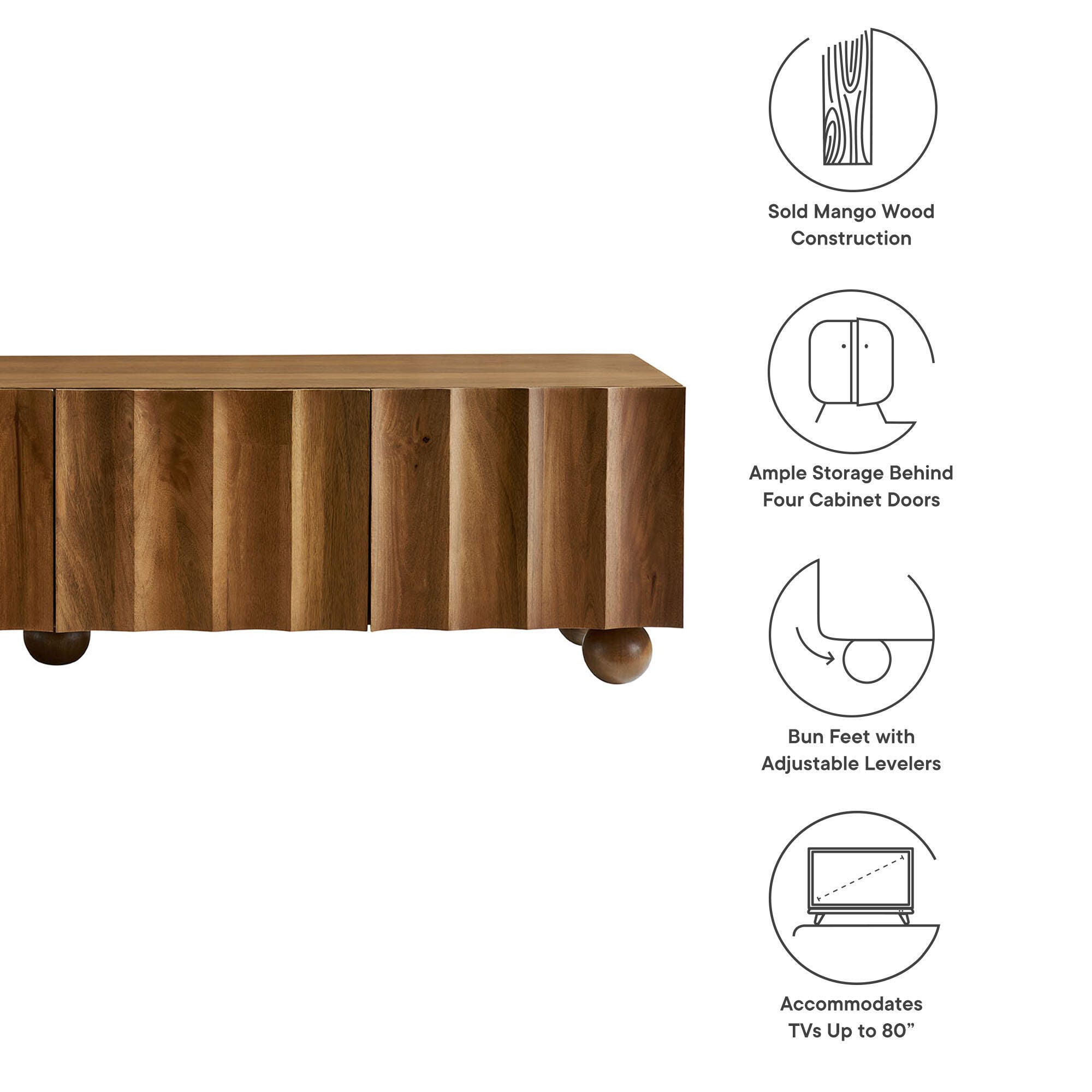 Modway Sorren 71" TV Stand, Walnut, large