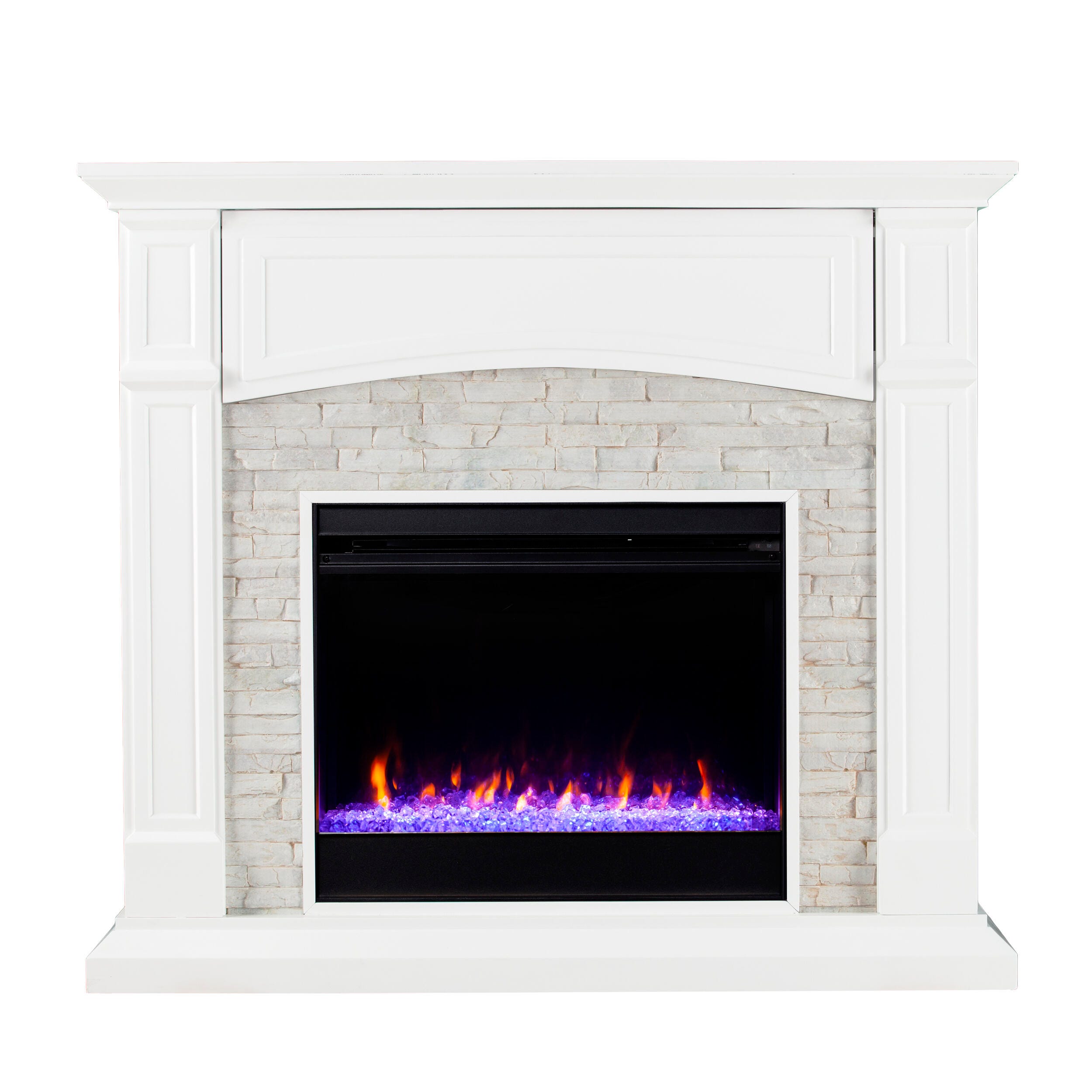 Southern Enterprises Brennax Color Changing Media Fireplace - White, , large