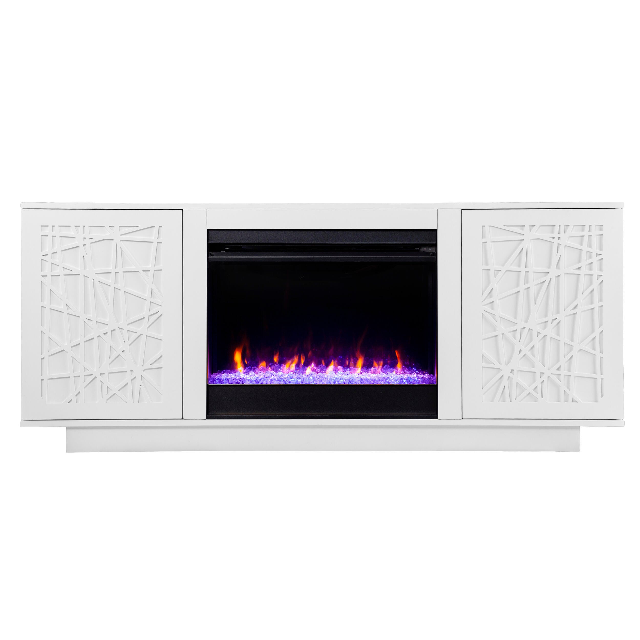 Southern Enterprises Gerrieh Color Changing Fireplace with Media Storage, , large
