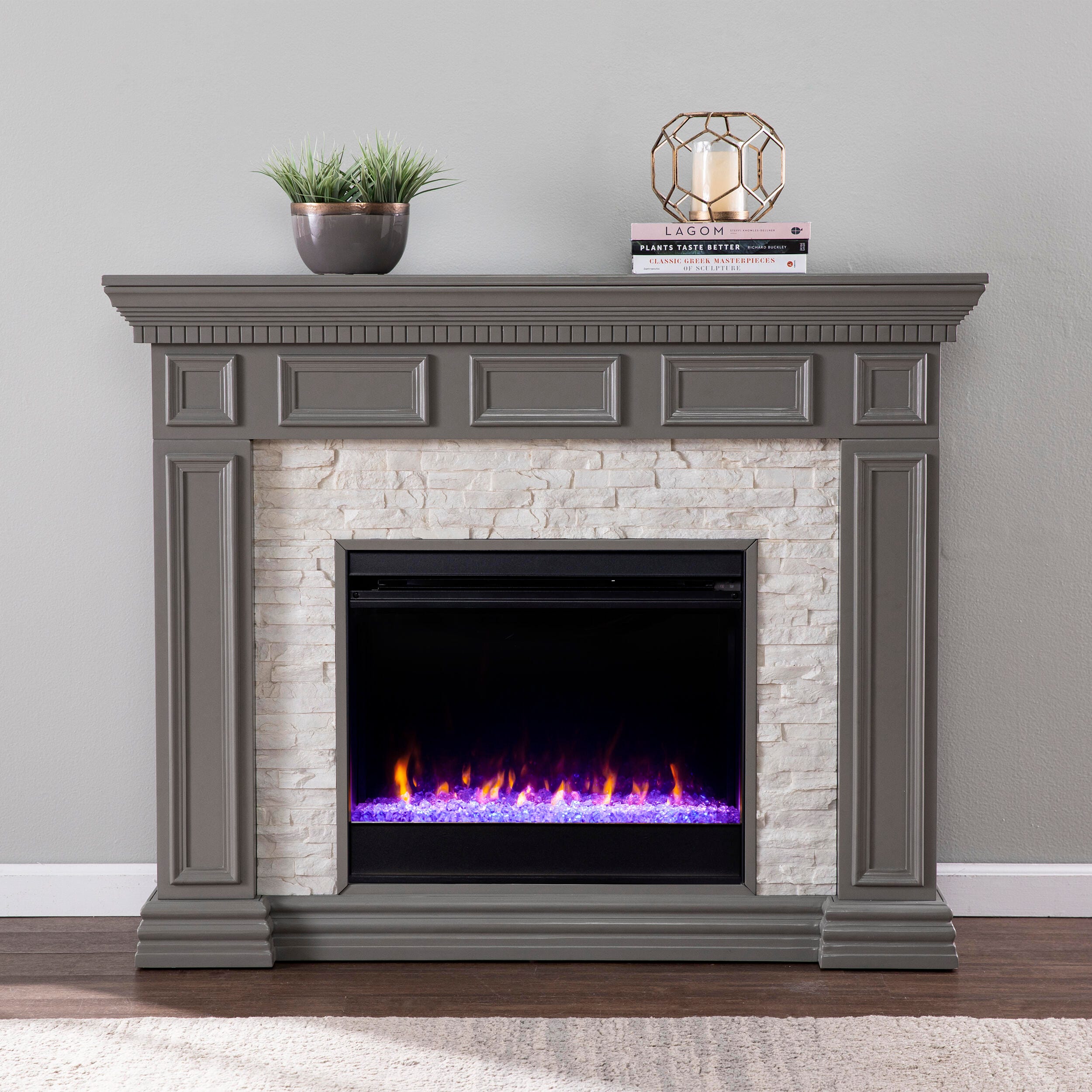 Southern Enterprises Furniture Horstena Electric Fireplace Mantel