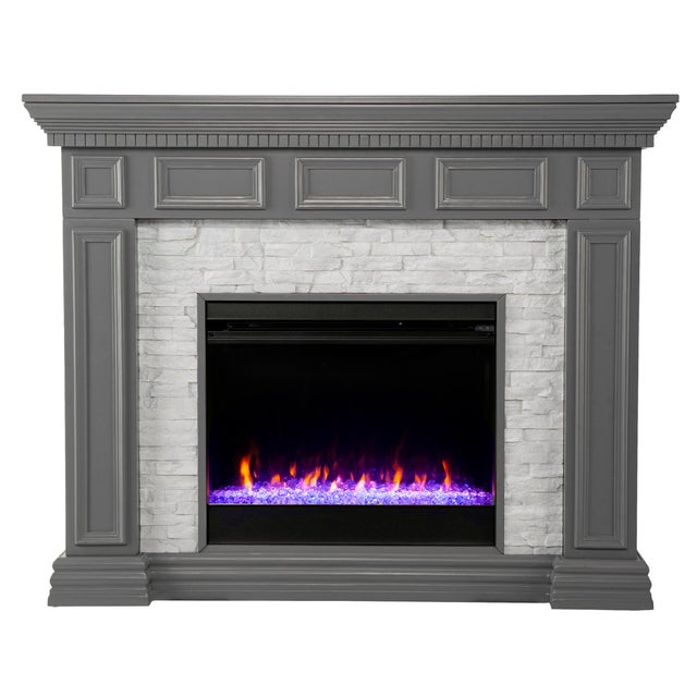 Southern Enterprises Furniture Horstena Color Changing Fireplace Mantel