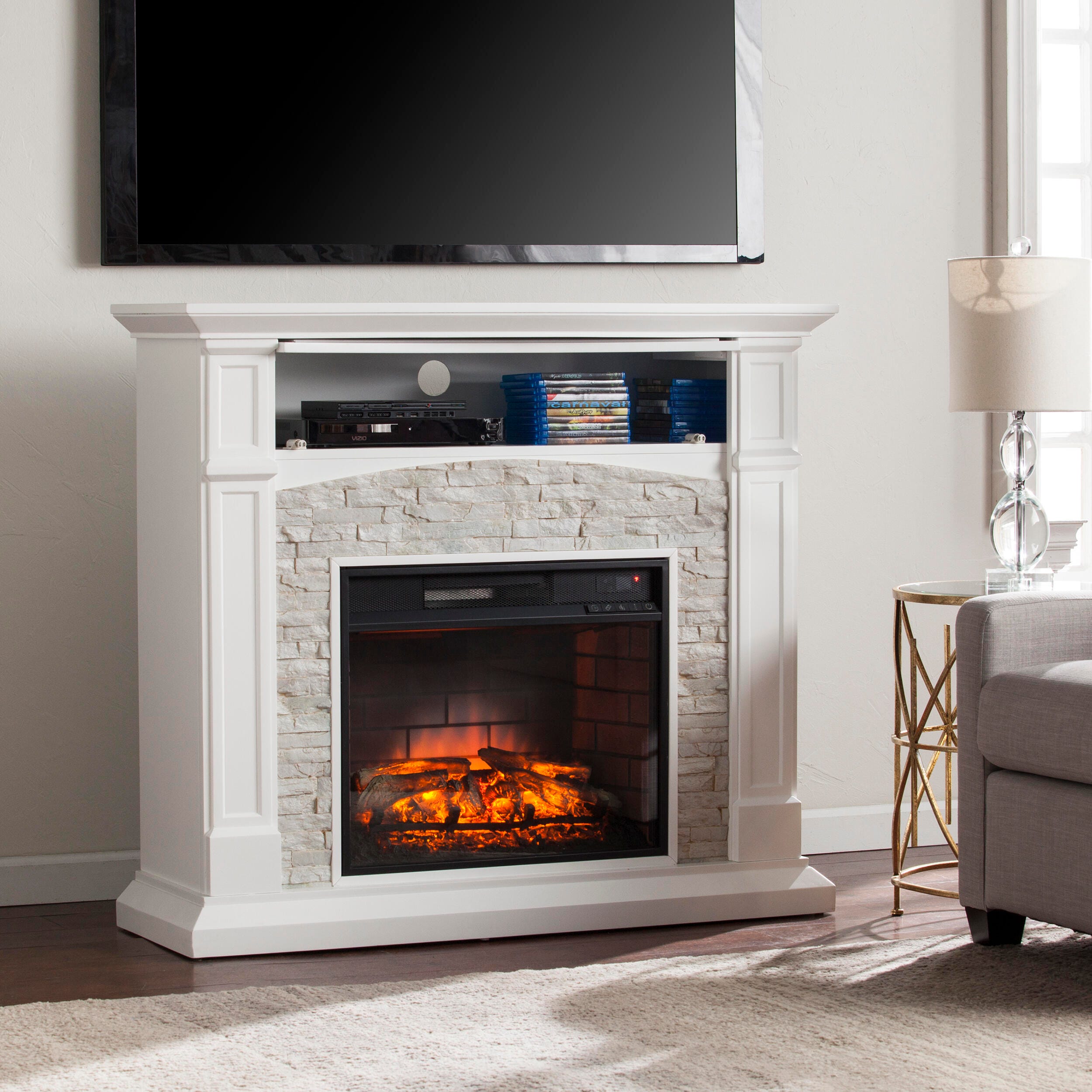 Southern Enterprises Brennax Electric Media Fireplace - Thumbnail 2