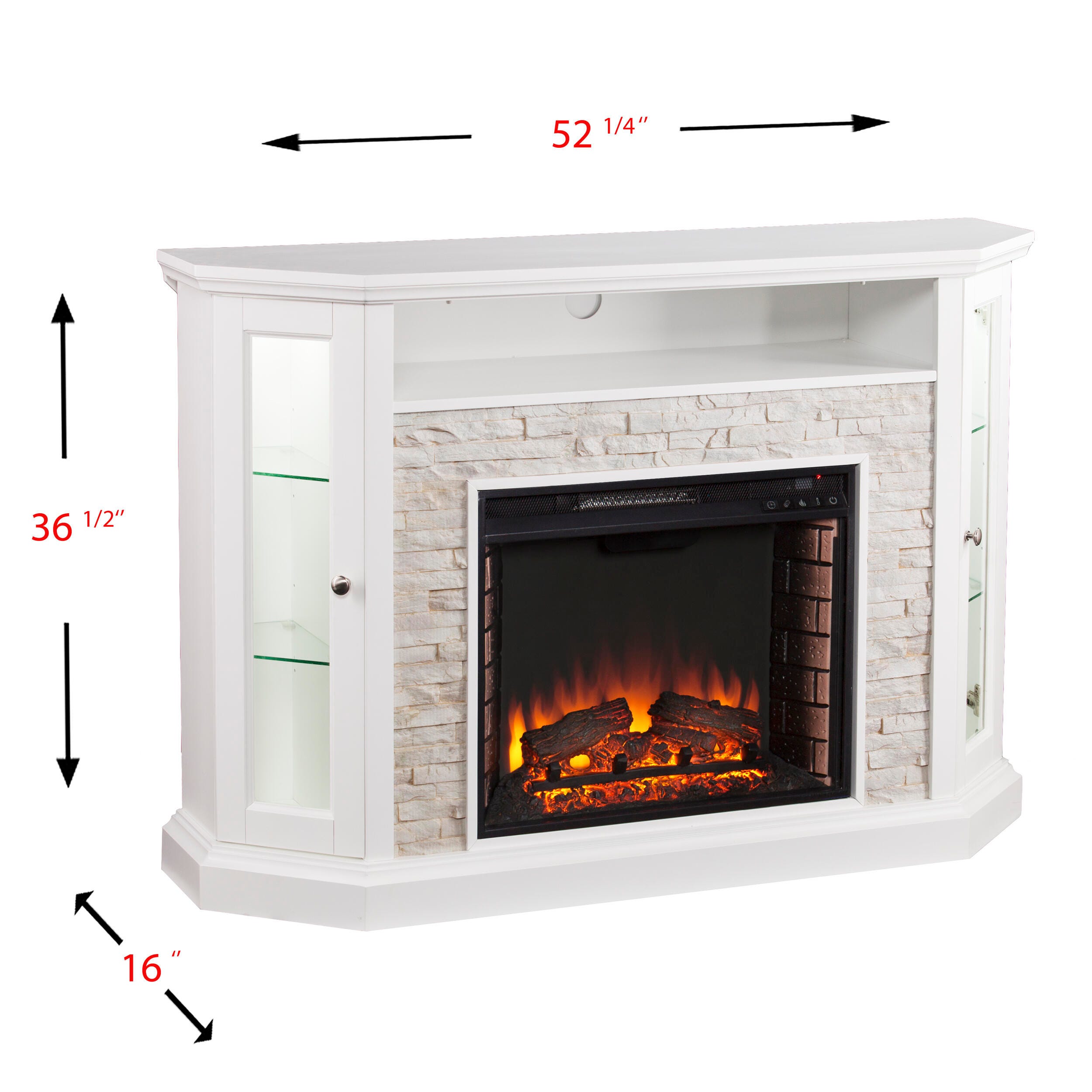 Southern Enterprises Harper Corner Convertible Electric Media Fireplace, Fresh White, large