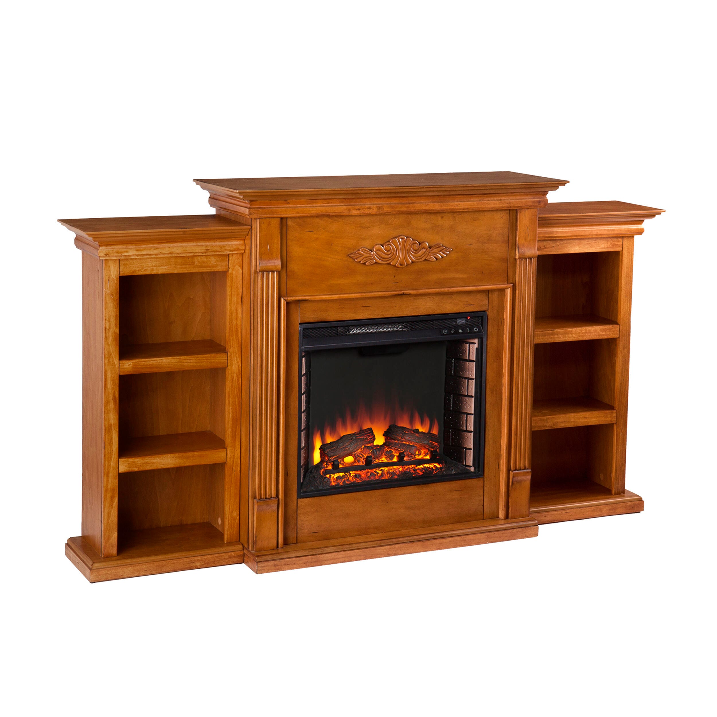 Southern Enterprises Harkdale Electric Fireplace with Bookcases, , large