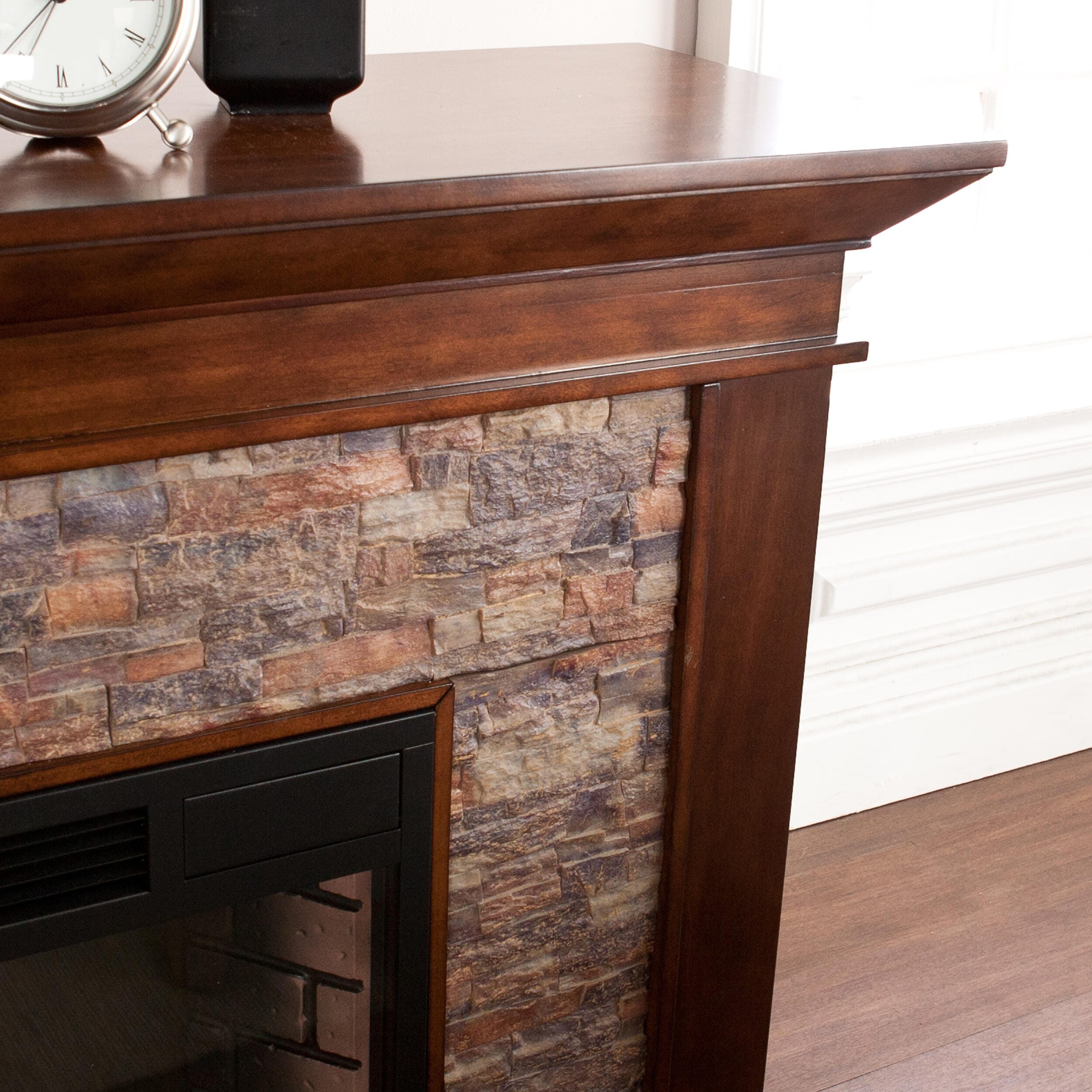 Southern Enterprises Hardey Heights Simulated Stone Electric Fireplace, , large