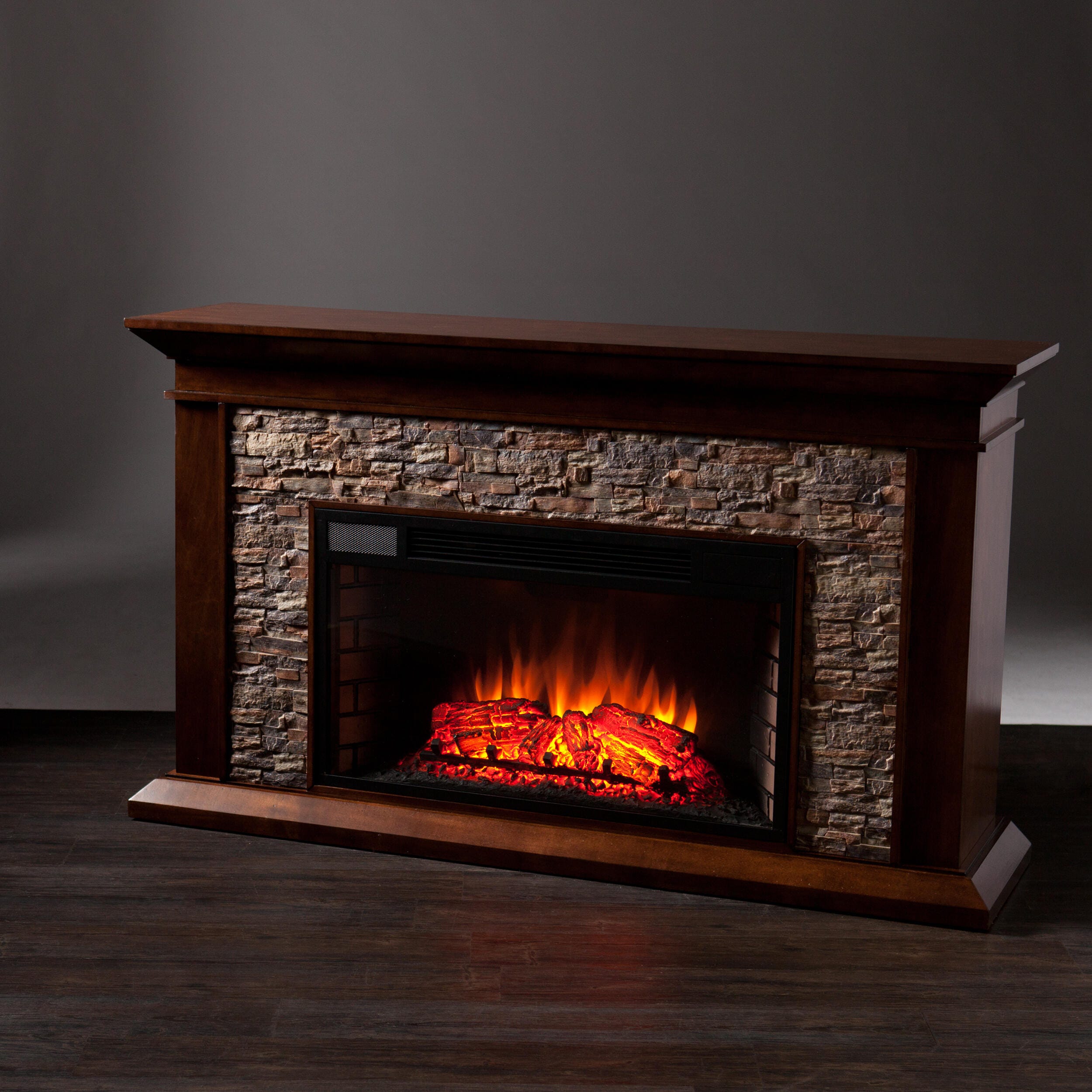 Southern Enterprises Hardey Heights Simulated Stone Electric Fireplace, , large