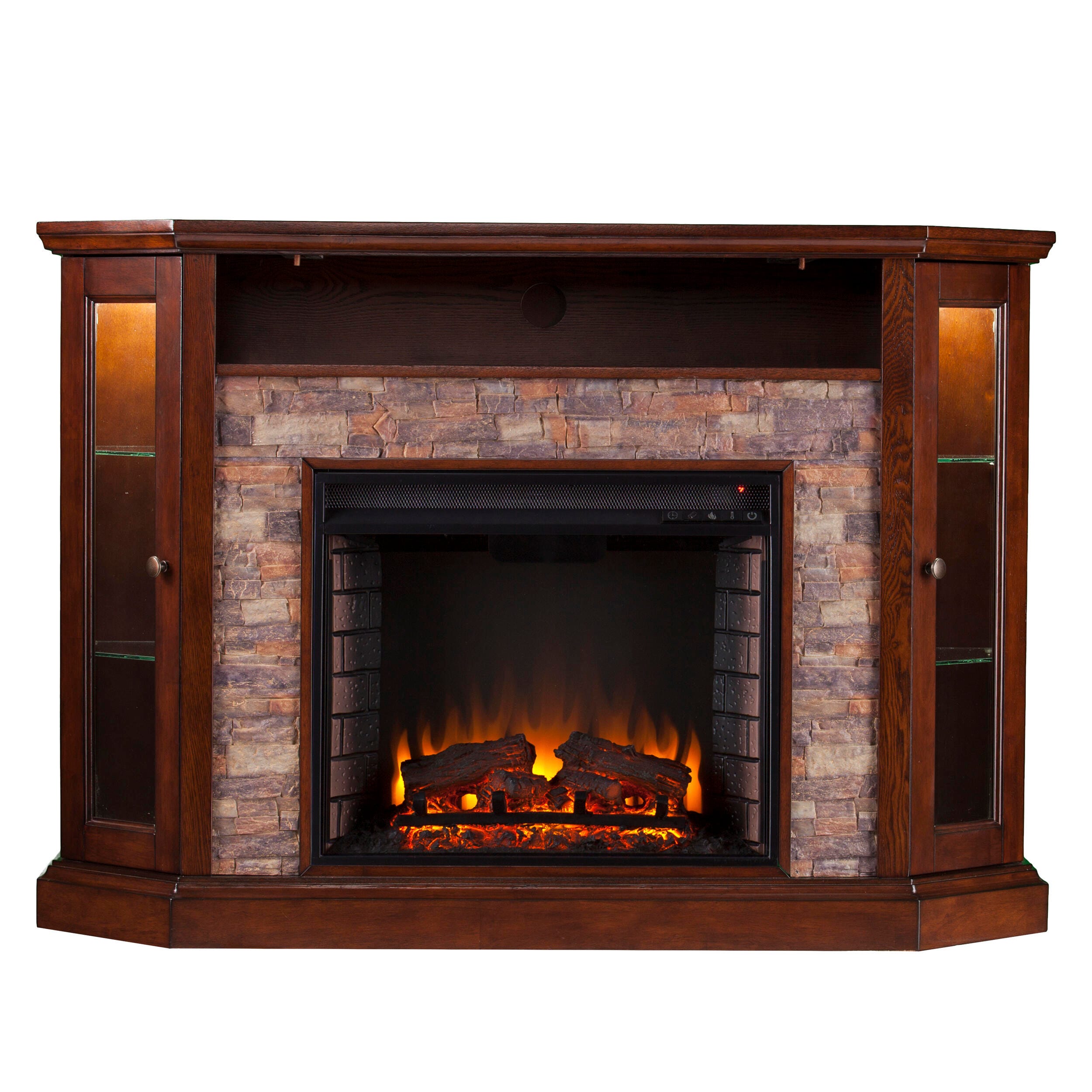 Southern Enterprises Harper Corner Convertible Electric Media Fireplace, Espresso, large