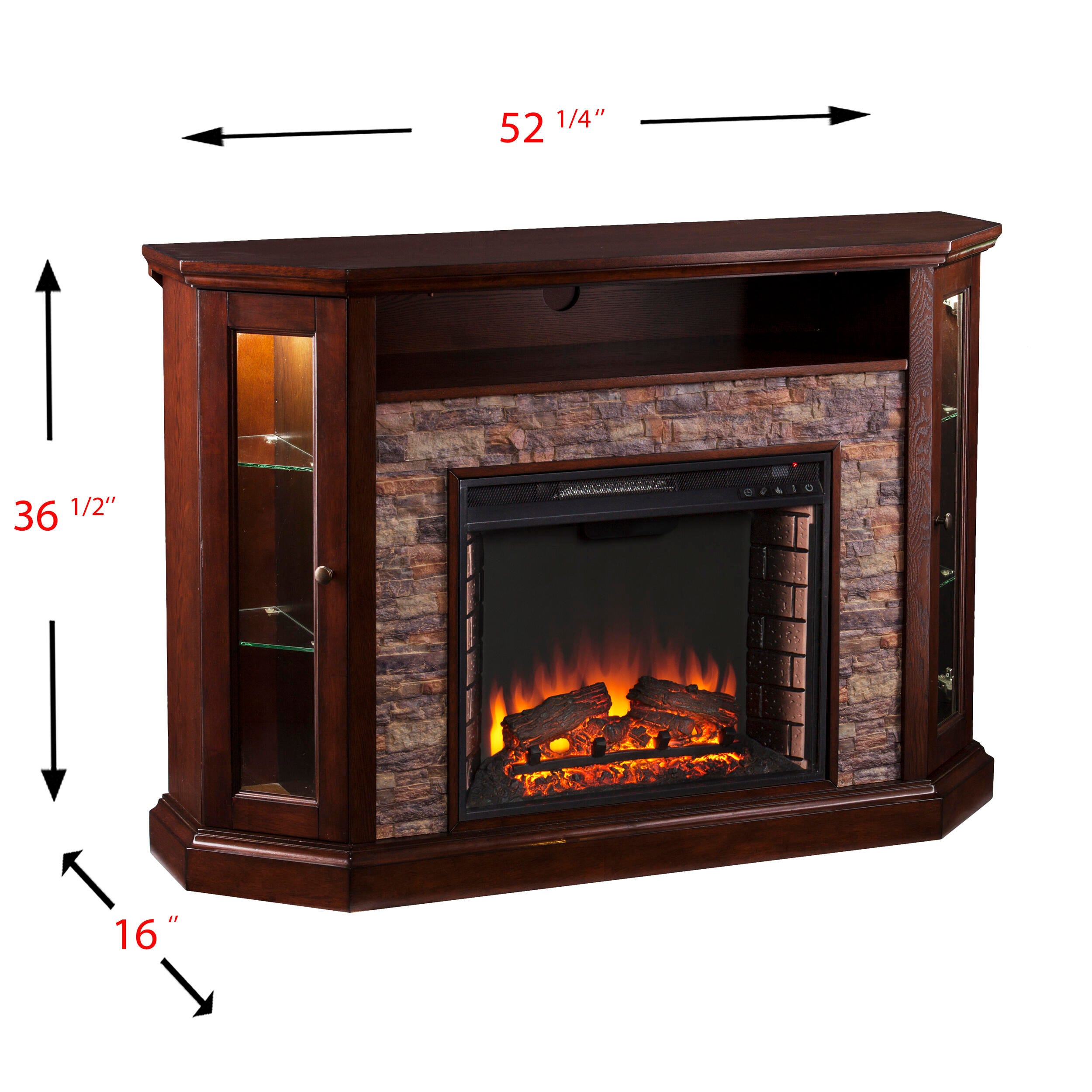 Southern Enterprises Harper Corner Convertible Electric Media Fireplace, Espresso, large
